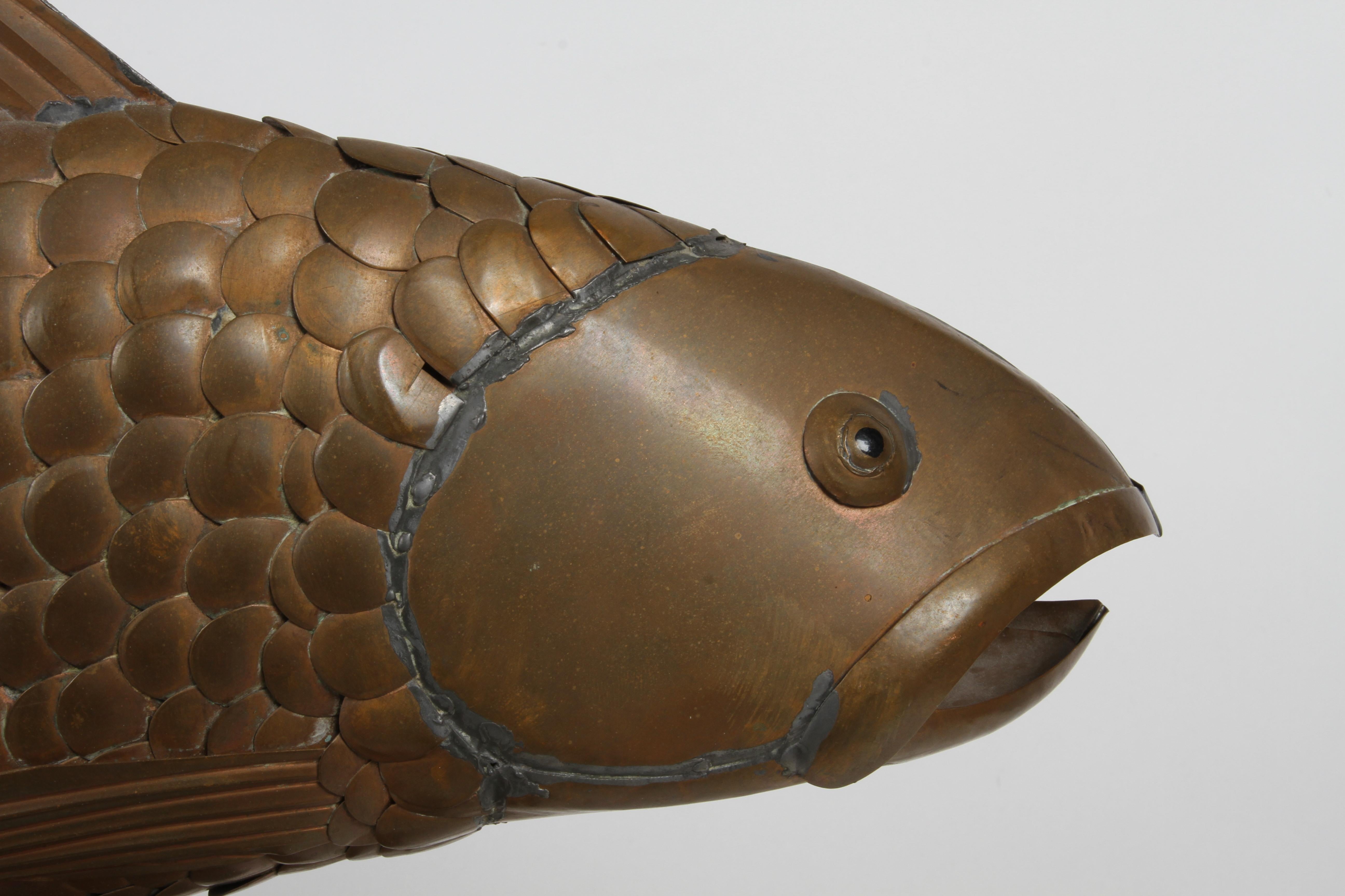 Sergio Bustamante Mexican Artist 1934-2014 Mounted Sculpture Copper Fish -Signed For Sale 14