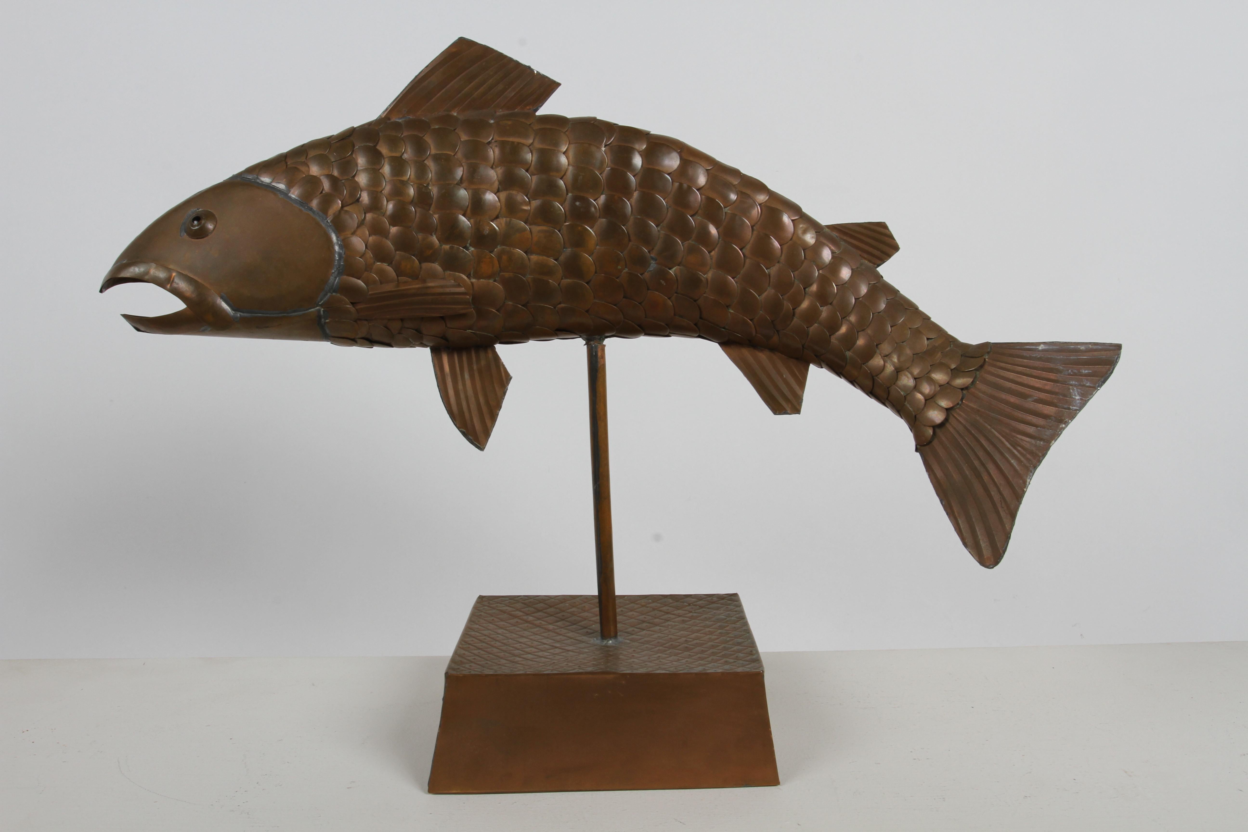 Sergio Bustamante Mexican Artist 1934-2014 Mounted Sculpture Copper Fish -Signed 15