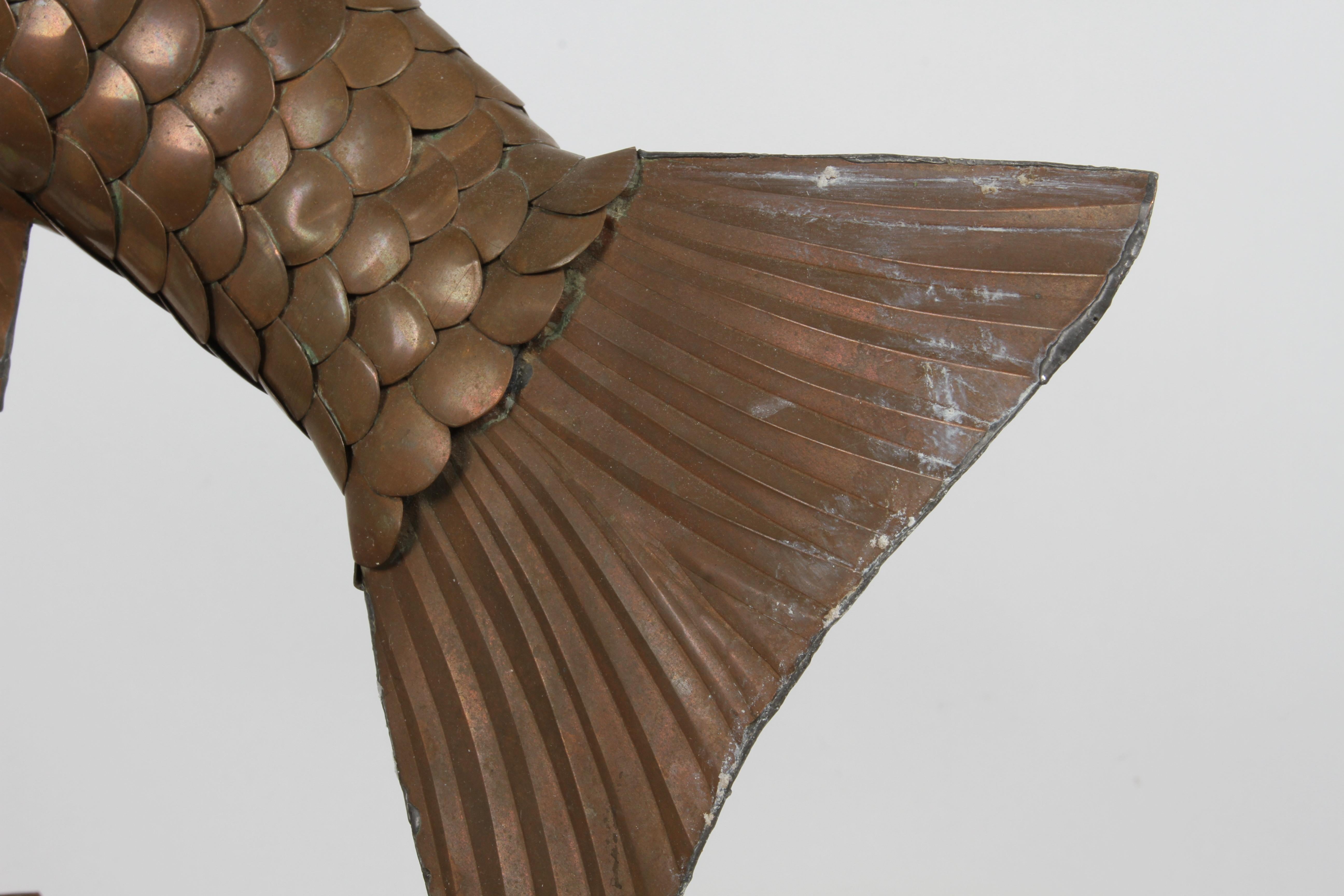 Cuivre Sculpture de poisson en cuivre signée Sergio Bustamante, artiste mexicain, 1934-2014 en vente