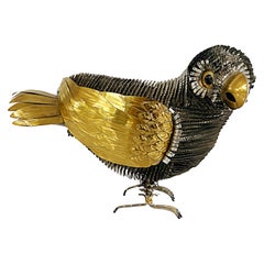 Sergio Bustamante Mexican Mid-Century Bird Sculpture with Mixed Metals
