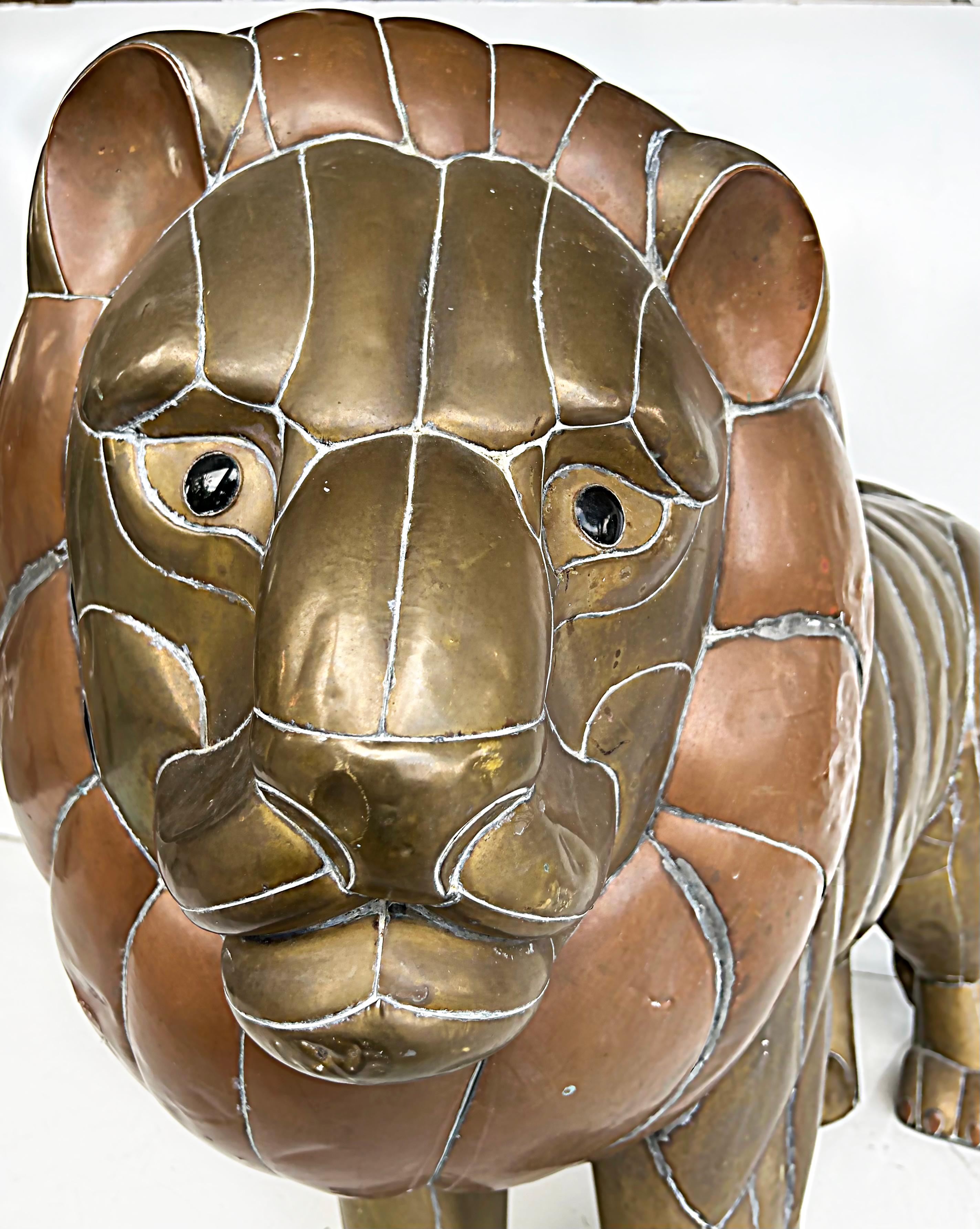 Sergio Bustamante Mexican Modern mixed  metal Lion sculpture.

Offered for sale is a large and important early Mexican modernism mixed metals sculpture by Sergio Bustamante c1960s. This large and impressive sculpture has signs of wear with patina to