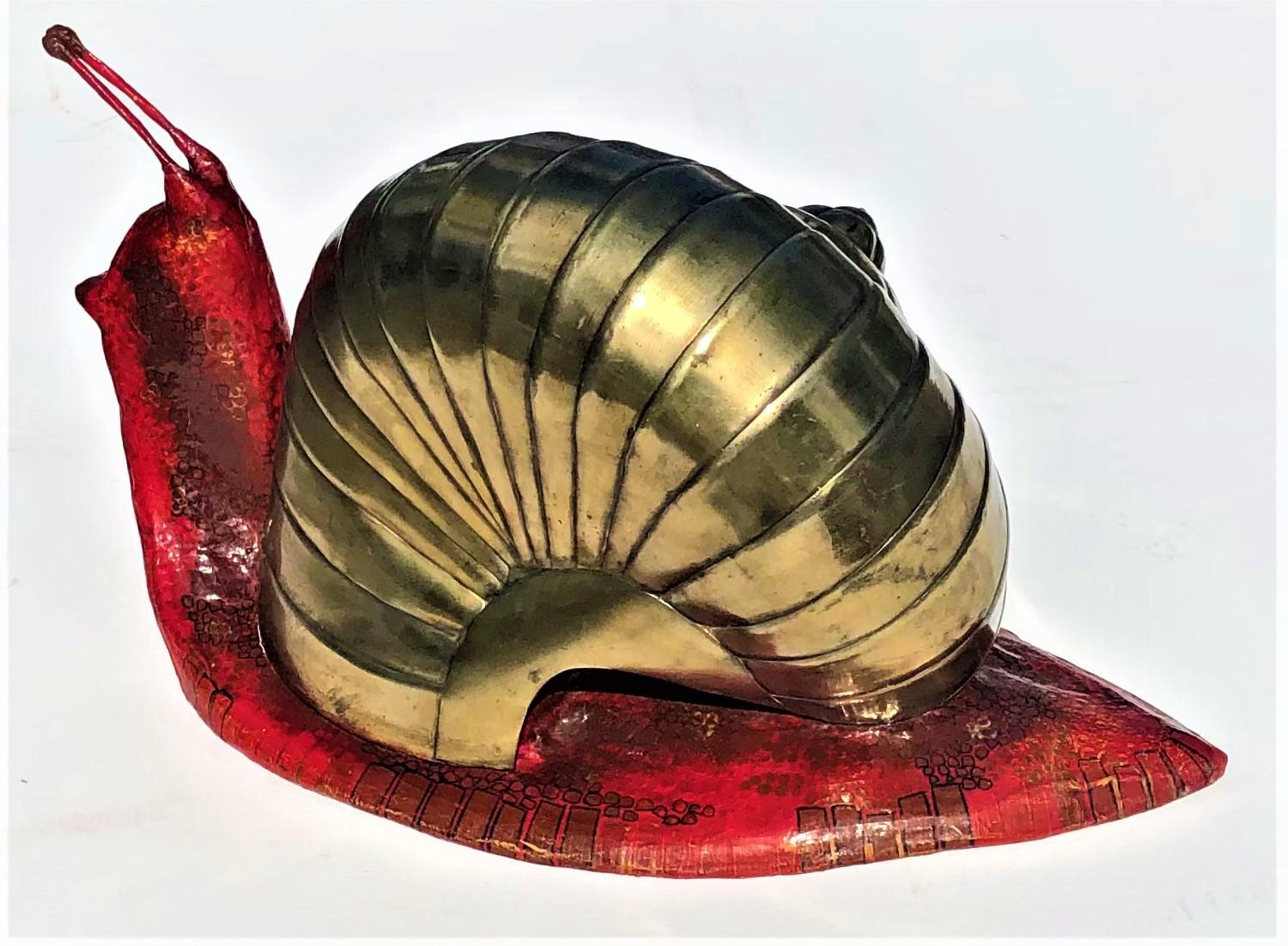 Organic Modern Sergio Bustamante Mexican Snail Sculpture Signed 26/100, Hand Painted