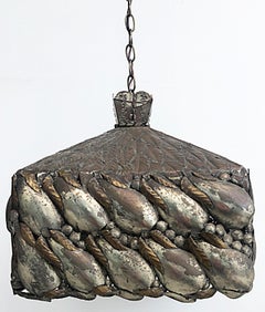 Sergio Bustamante Mexico Signed Light Fixture, Mixed Metal