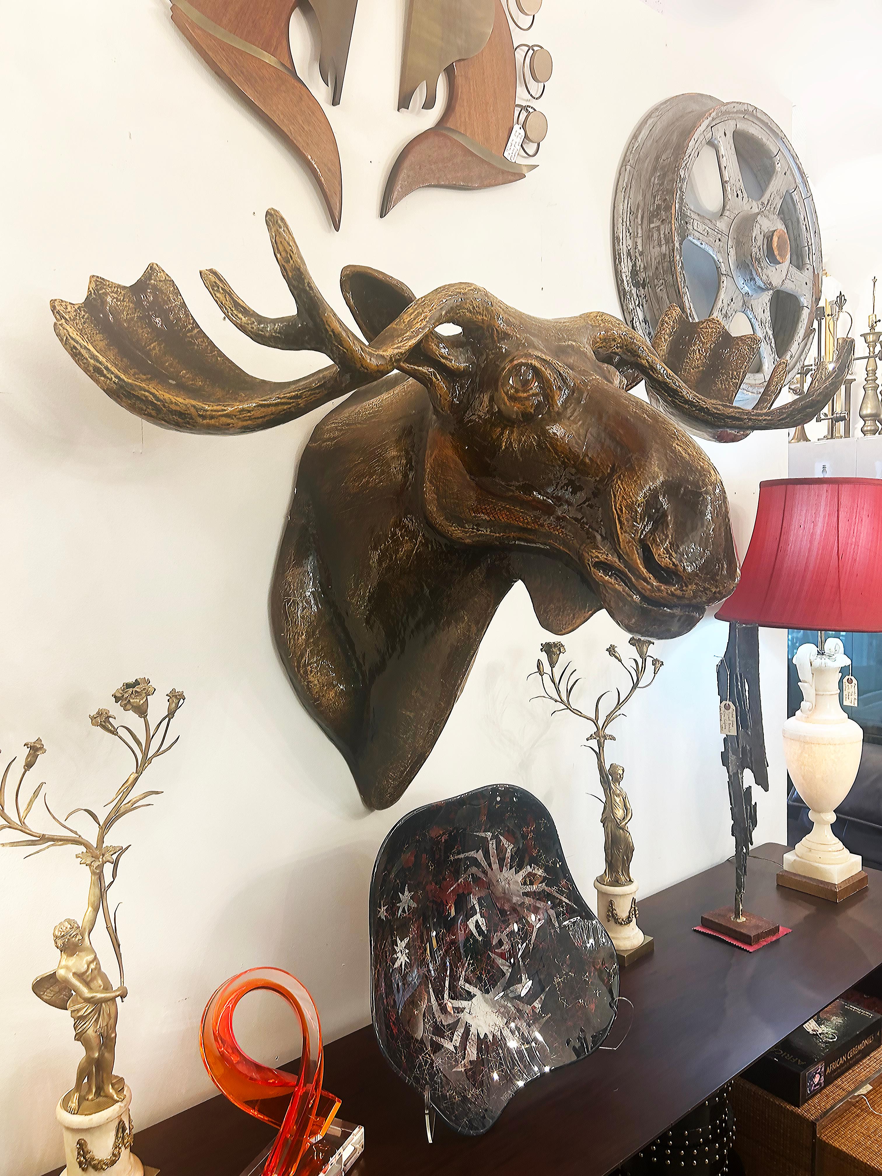 Sergio Bustamante Moose Head Wall Sculpture Limited Edition 22/100 with COA

Offered for sale is s Sergio Bustamante (Mexican b. 1949) limited edition wall-mounted moose head sculpture. The  1980s sculpture is in papier mache with chocolate paint