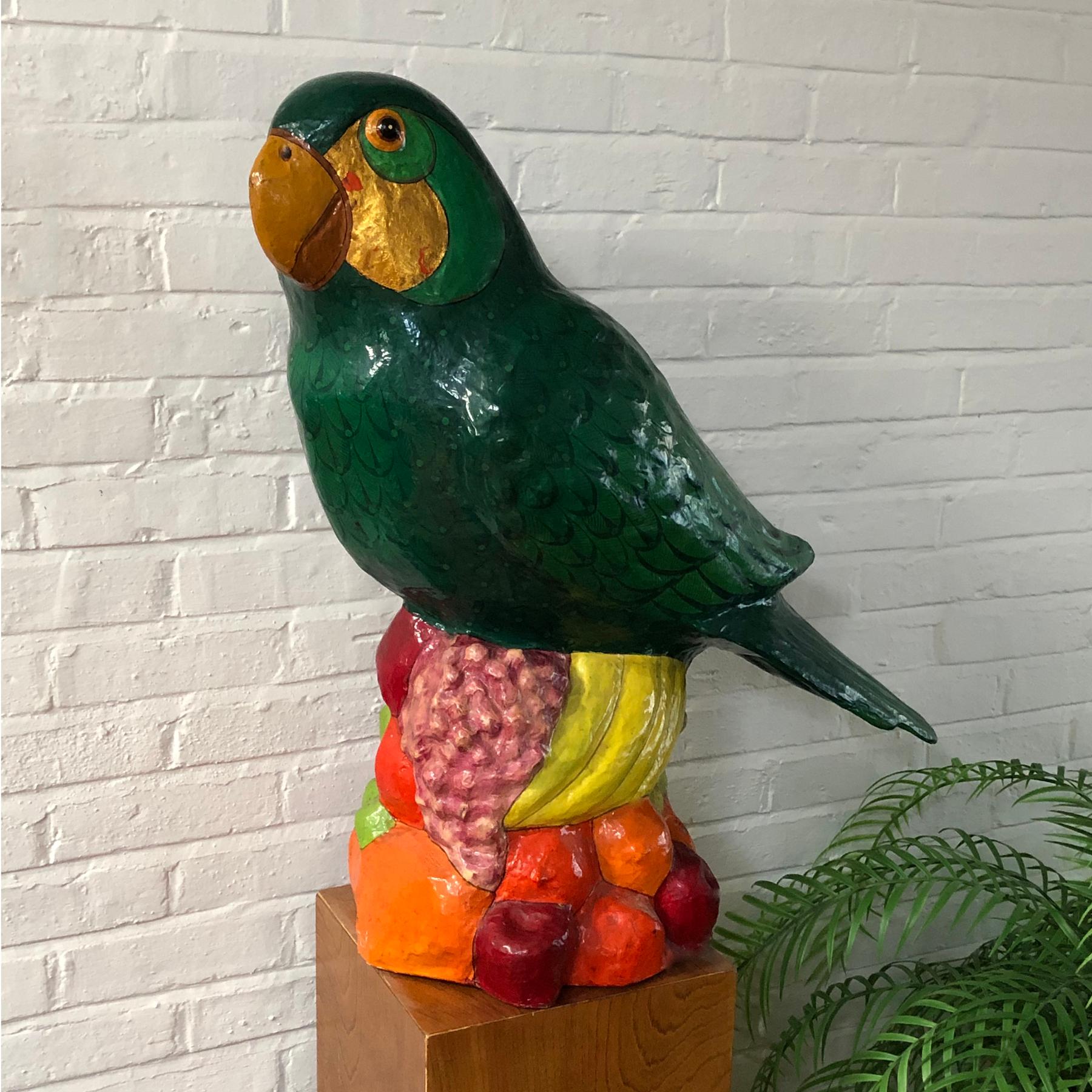 Late 20th Century Sergio Bustamante Papier Mâché Parrot Sculpture