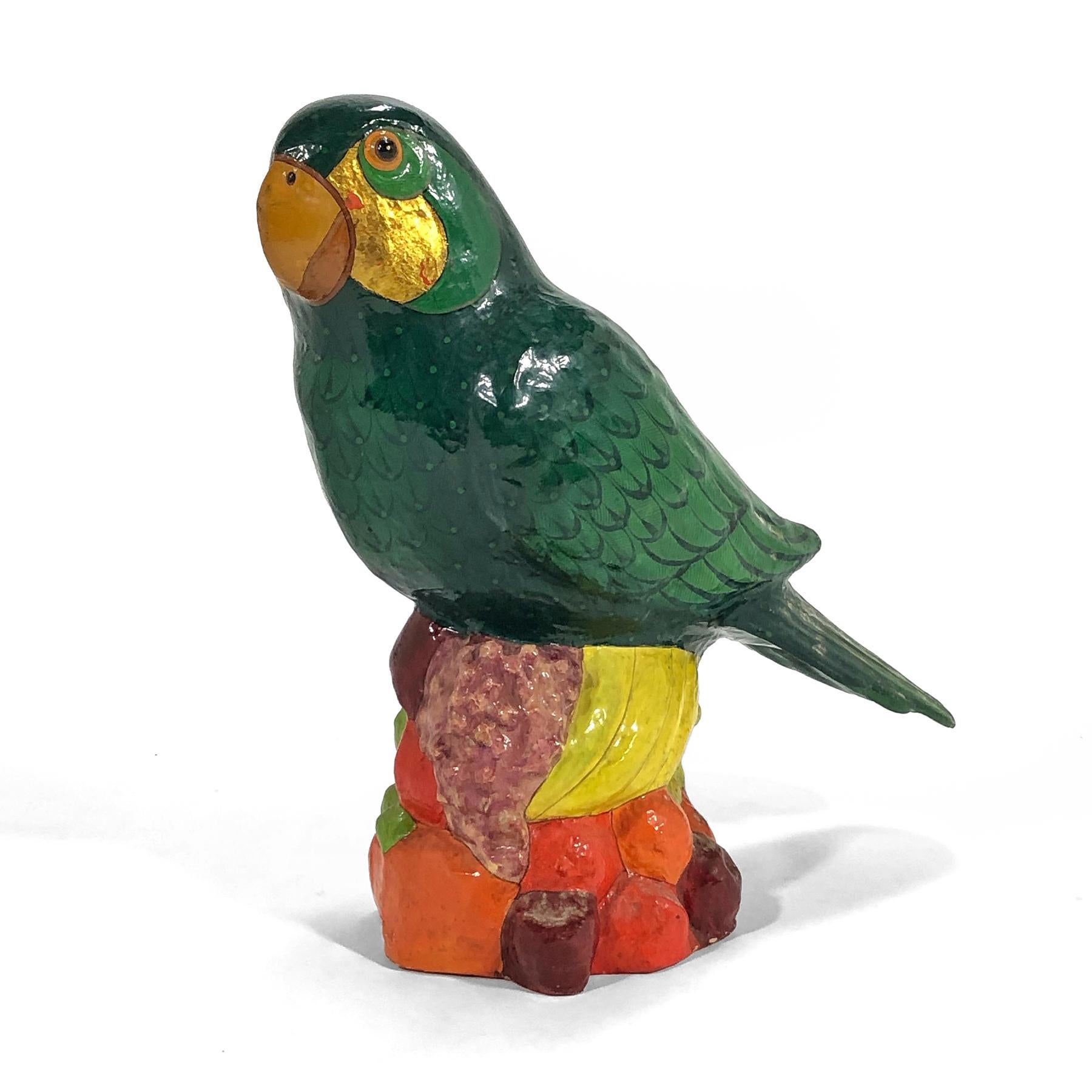 This terrific, oversize sculpture of a parrot by Sergio Bustamante is a joyful piece with it's vivid colors and playful scale.