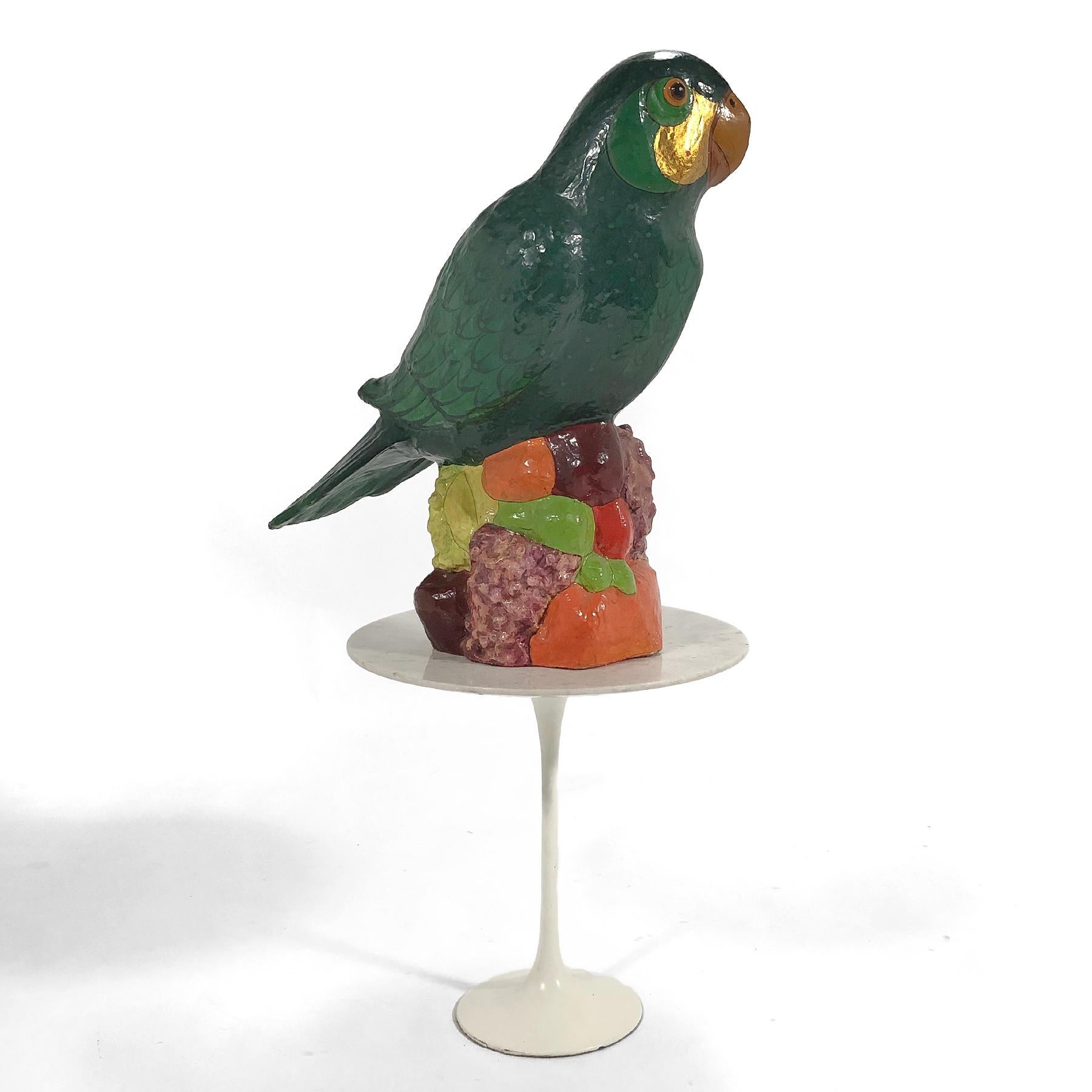 Hand-Painted Sergio Bustamante Papier Mâché Parrot Sculpture