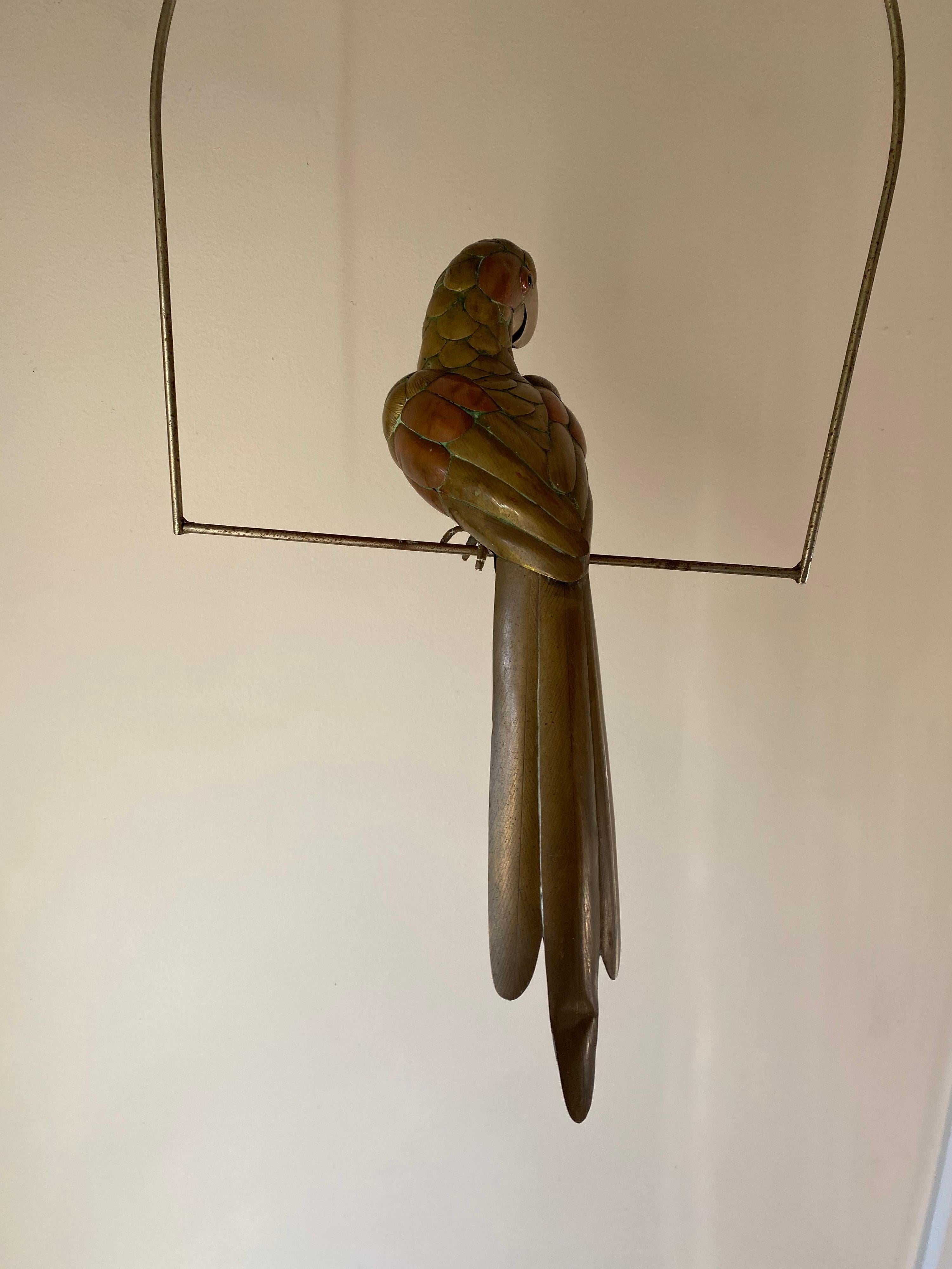 Mid-Century Modern Sergio Bustamante Parrot in Brass and Copper