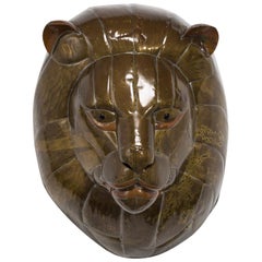 Sergio Bustamante Patinated Brass Lion Mask, 1960s