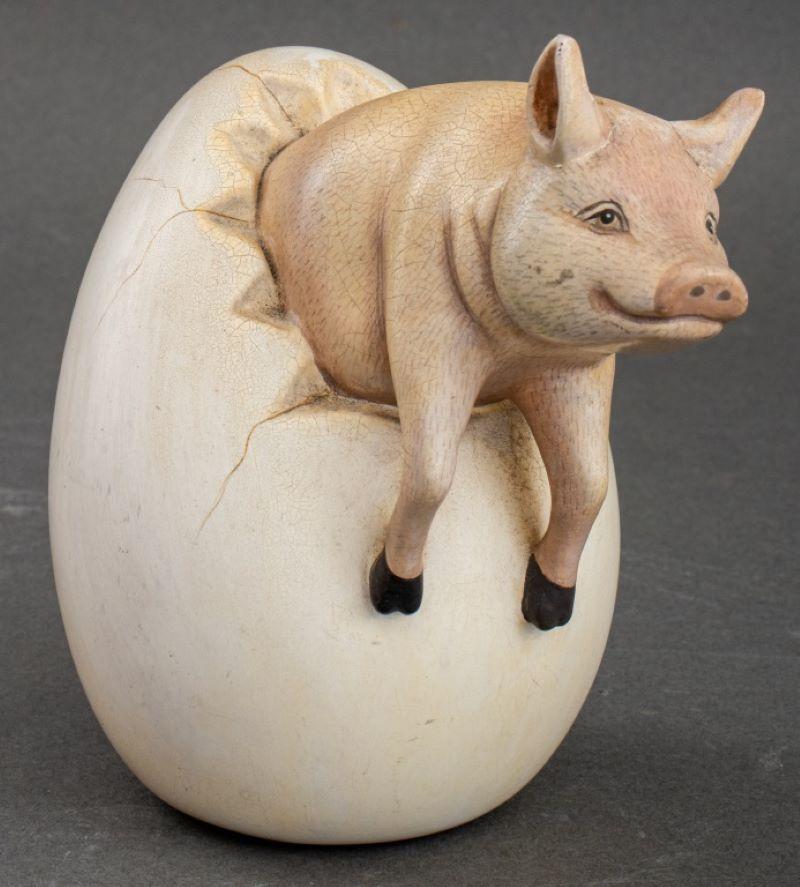 Sergio Bustamante, Pig Egg, Resin Sculpture In Good Condition In New York, NY