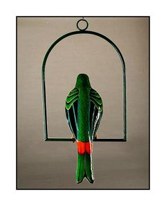 Sergio Bustamante Original Painted Sculpture Signed Acrylic Painting Parrot Art
