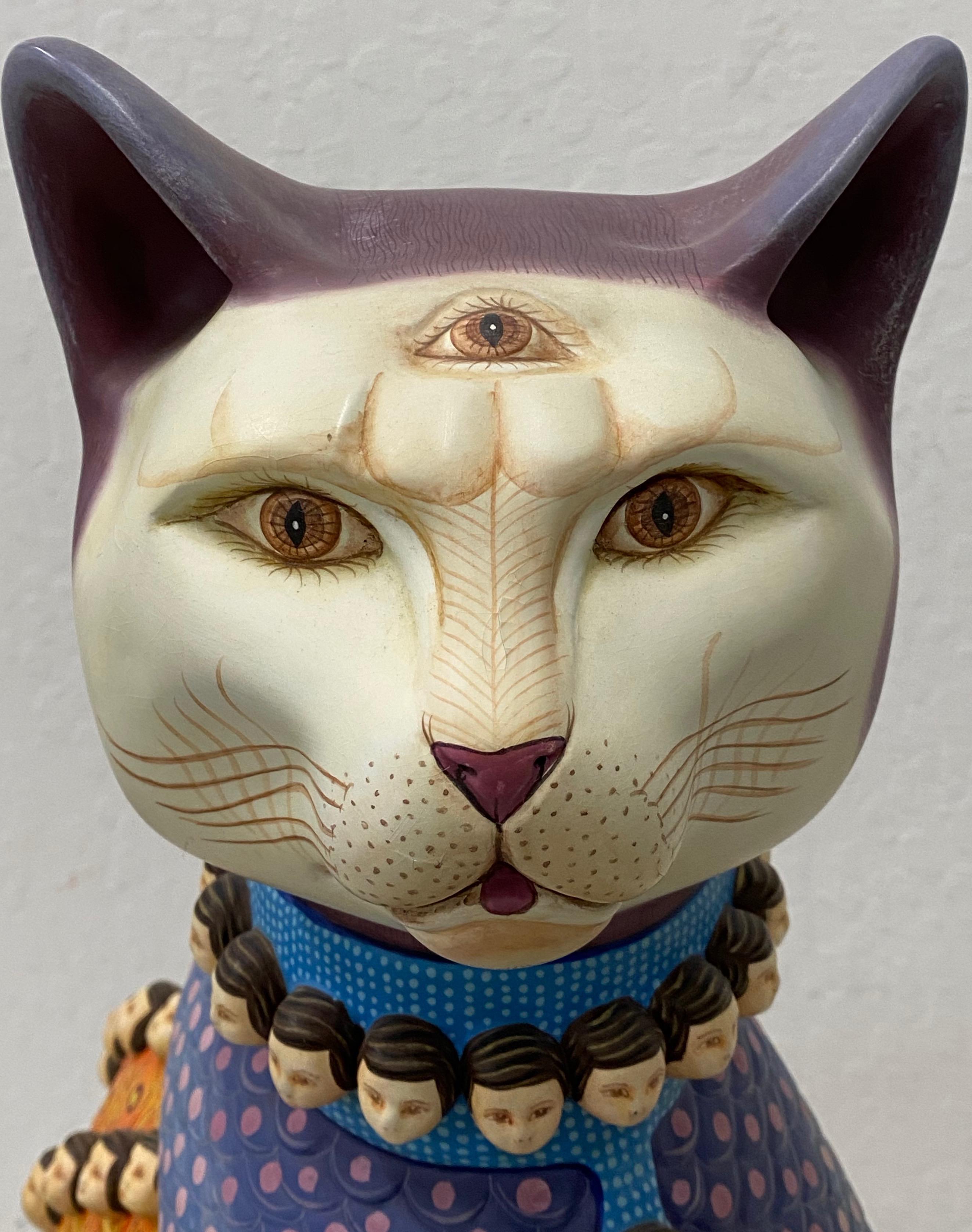 Sergio Bustamante (Mexico) Mid 20th c. Surreal Cat Ceramic Sculpture c.1970 11