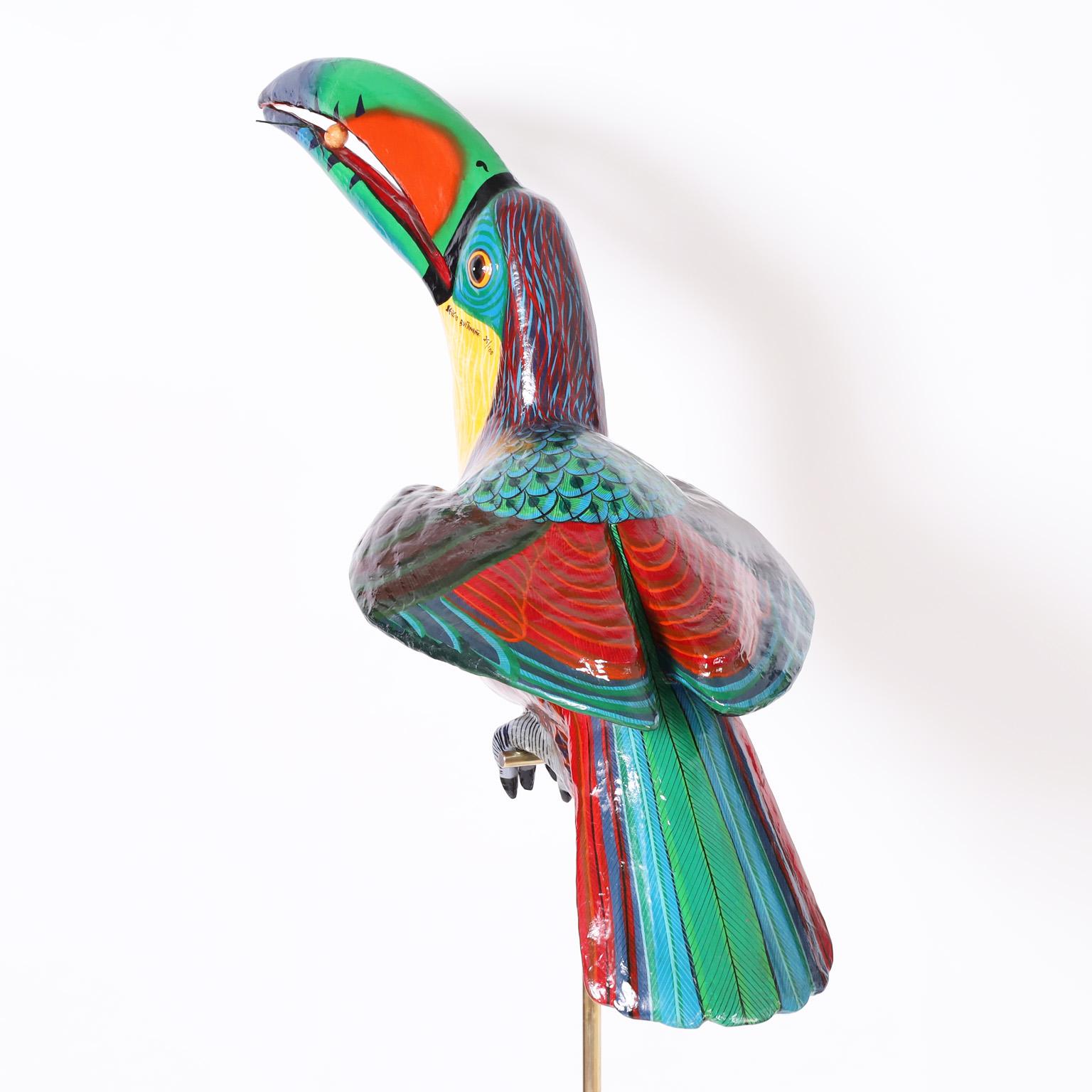 Vintage Toucan Sculpture on a Brass Stand by Sergio Bustamante 3