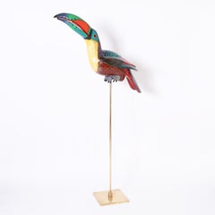 Vintage Toucan Sculpture on a Brass Stand by Sergio Bustamante