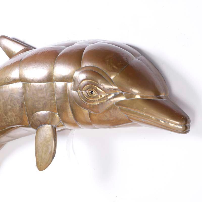 Wall Sculpture of a Dolphin For Sale 1