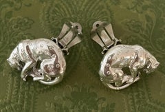 Sergio Bustamante Set of Sterling Silver Vintage Clip On Earrings 90s