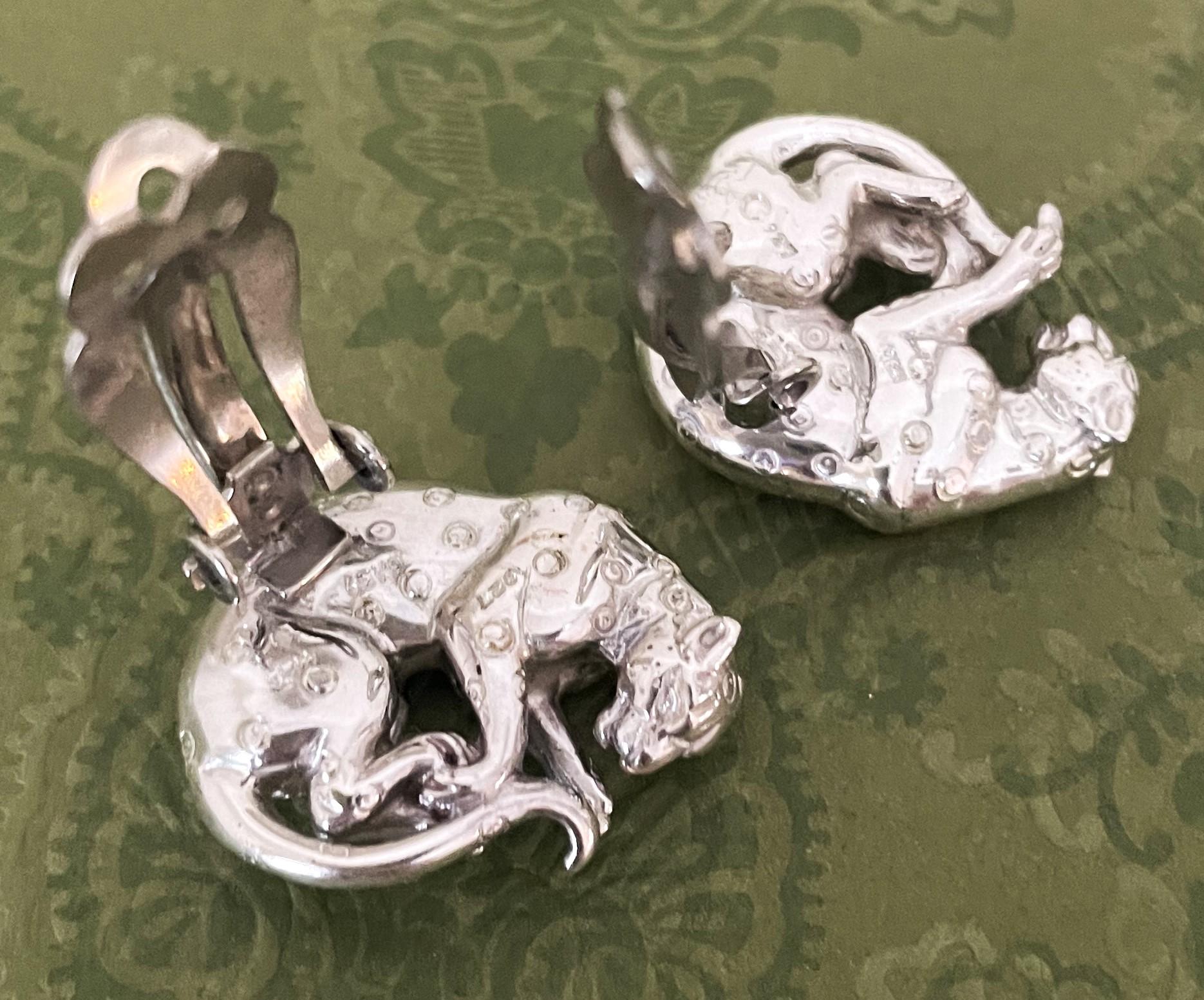 Sergio Bustamante Set of Sterling Silver Vintage Clip On Earrings 90s In Excellent Condition In 'S-HERTOGENBOSCH, NL