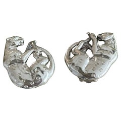 Sergio Bustamante Set of Sterling Silver Vintage Clip On Earrings 90s