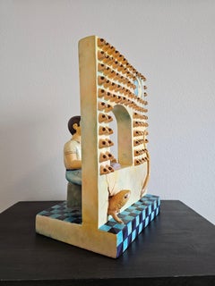 Sergio Bustamante Signed Man At Window Ceramic Sculpture