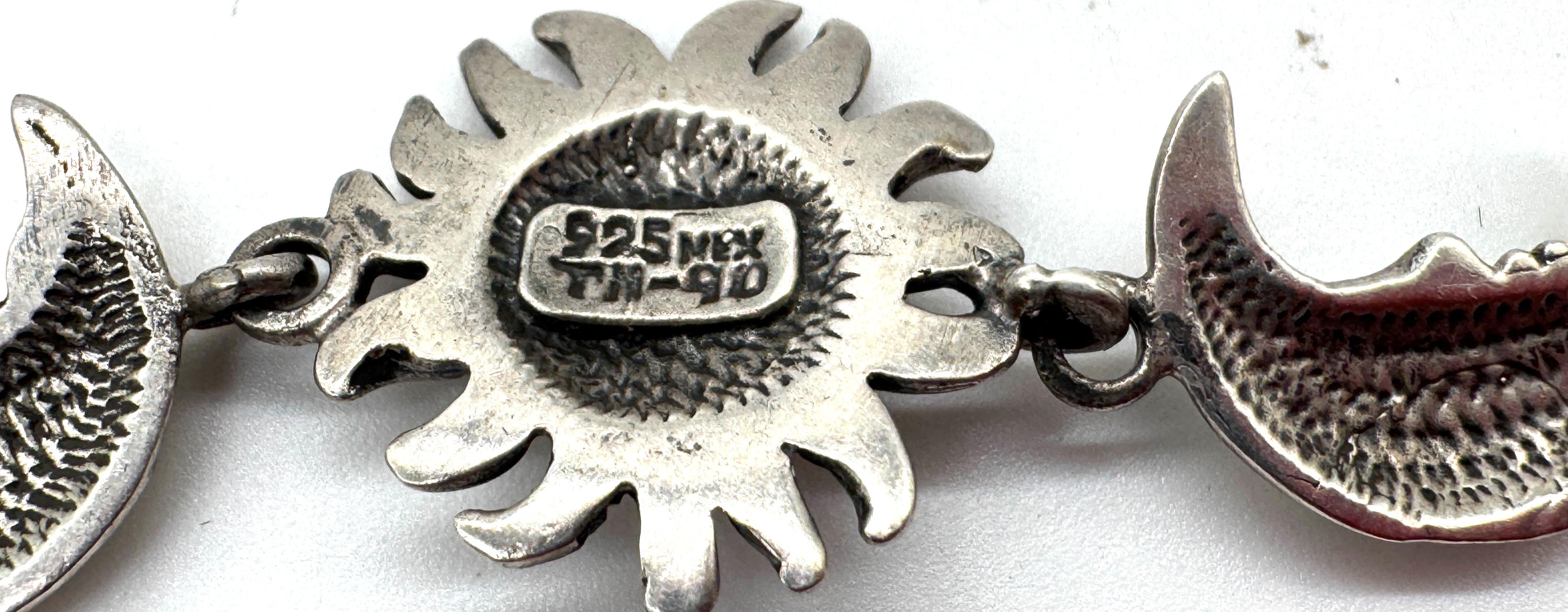 Sergio Bustamante Signed Sterling Sun & Moon Link Bracelet, Rare Edition, 1980s For Sale 2