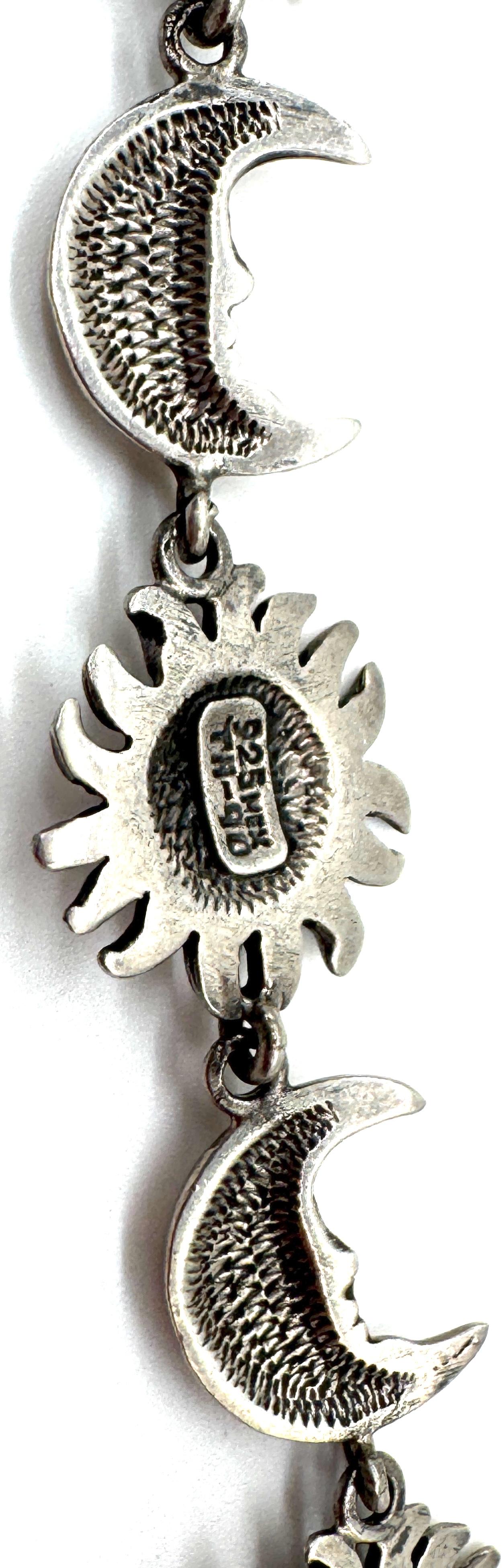 Sergio Bustamante Signed Sterling Sun & Moon Link Bracelet, Rare Edition, 1980s For Sale 4