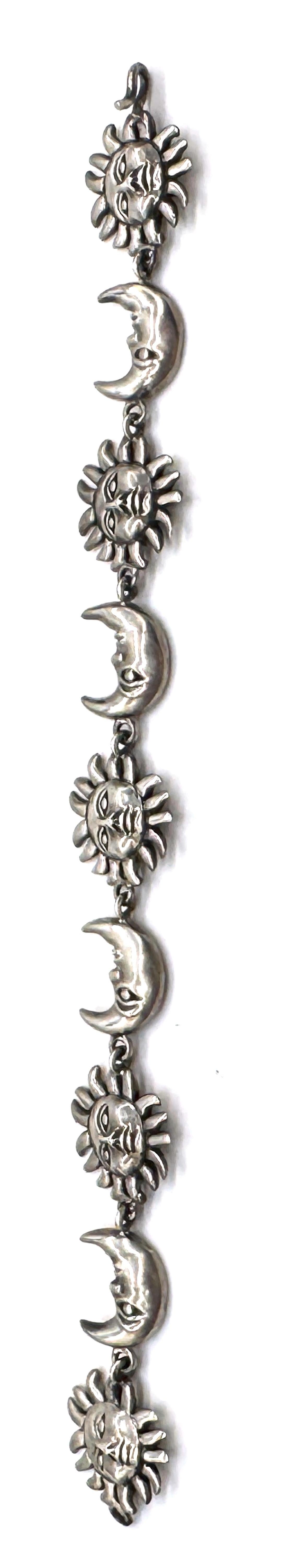 Sergio Bustamante Signed Sterling Sun & Moon Link Bracelet, Rare Edition, 1980s For Sale 5