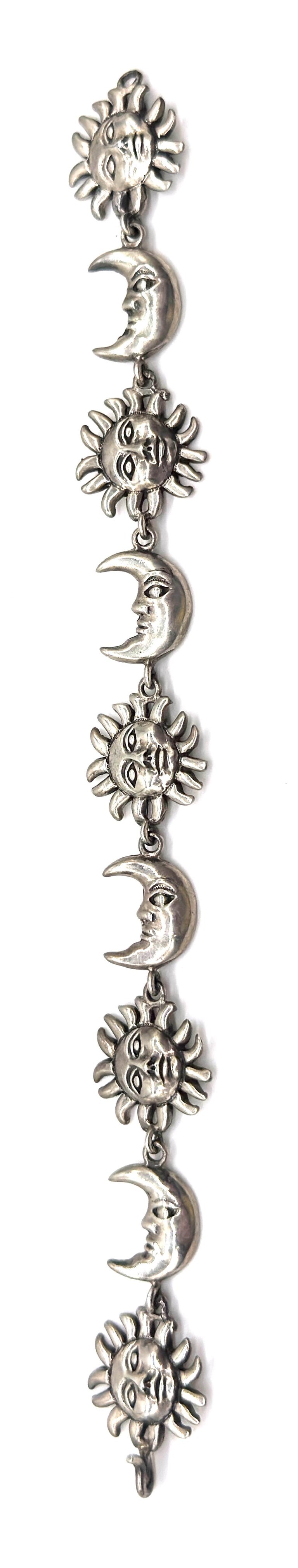 Sergio Bustamante Signed Sterling Sun and Moon Link Bracelet, Rare