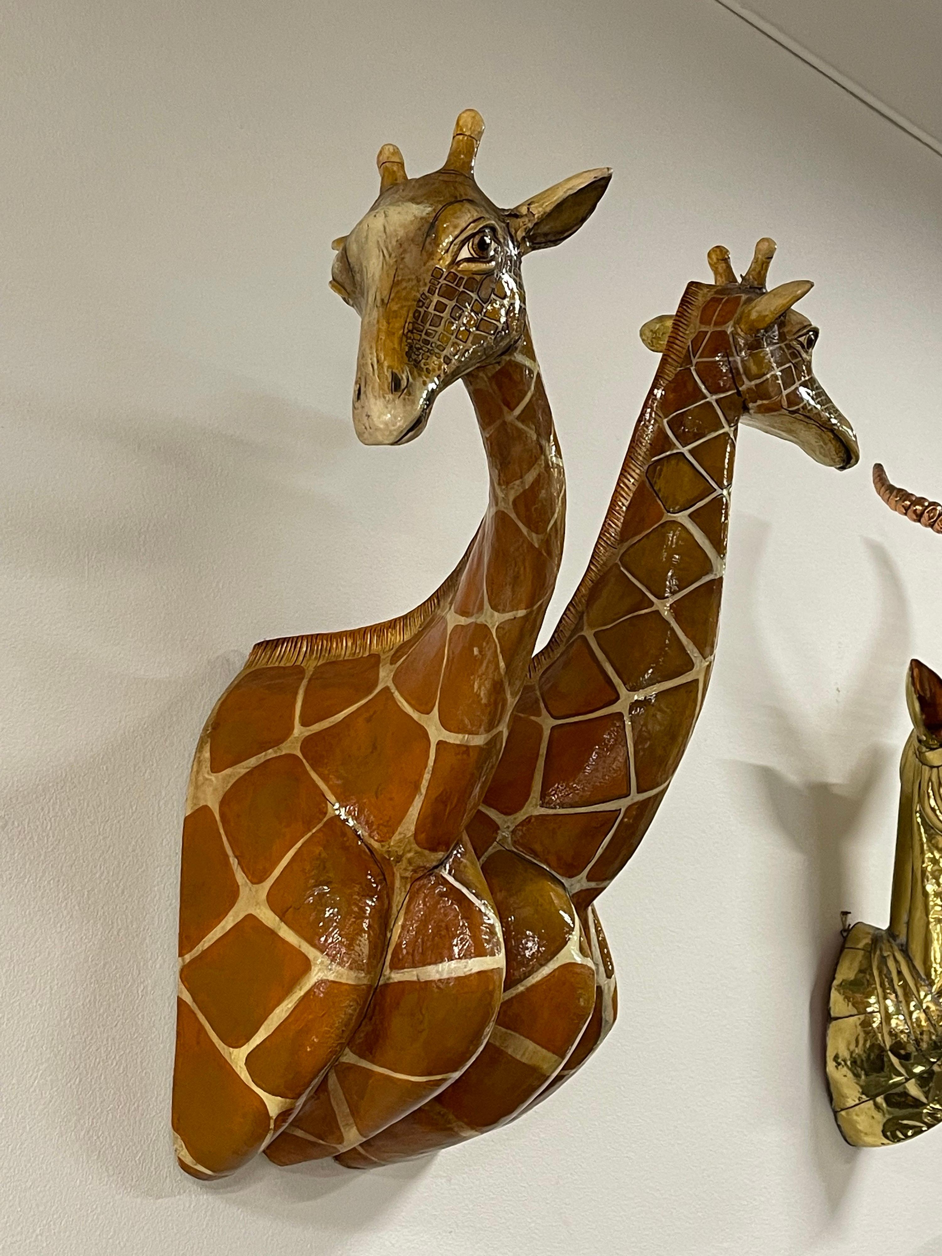 Sergio Bustamante Signed Twin Giraffes, 1977 For Sale 1