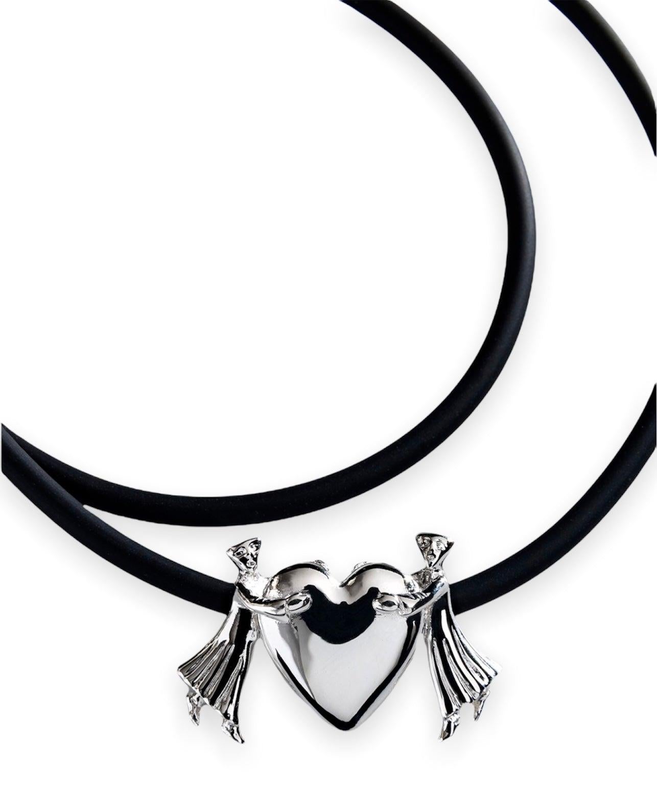 Sergio Bustamante Collier en argent et caoutchouc .925 Neuf - En vente à Dallas, TX