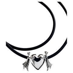 Sergio Bustamante .925 Silver and Rubber Necklace