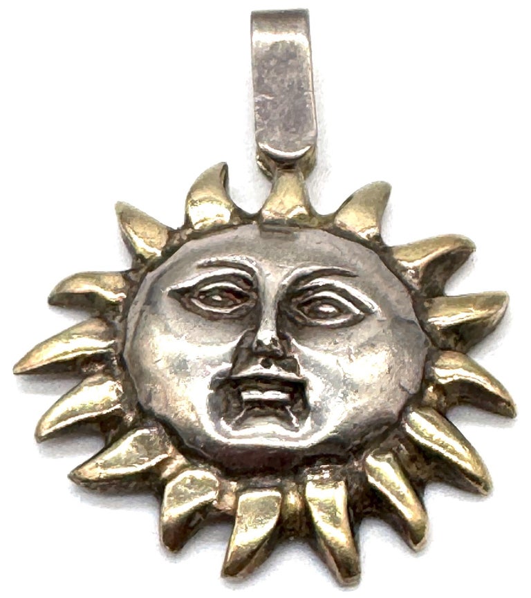 Sergio Bustamante Sterling Silver and Gilt Sun Face Pendant