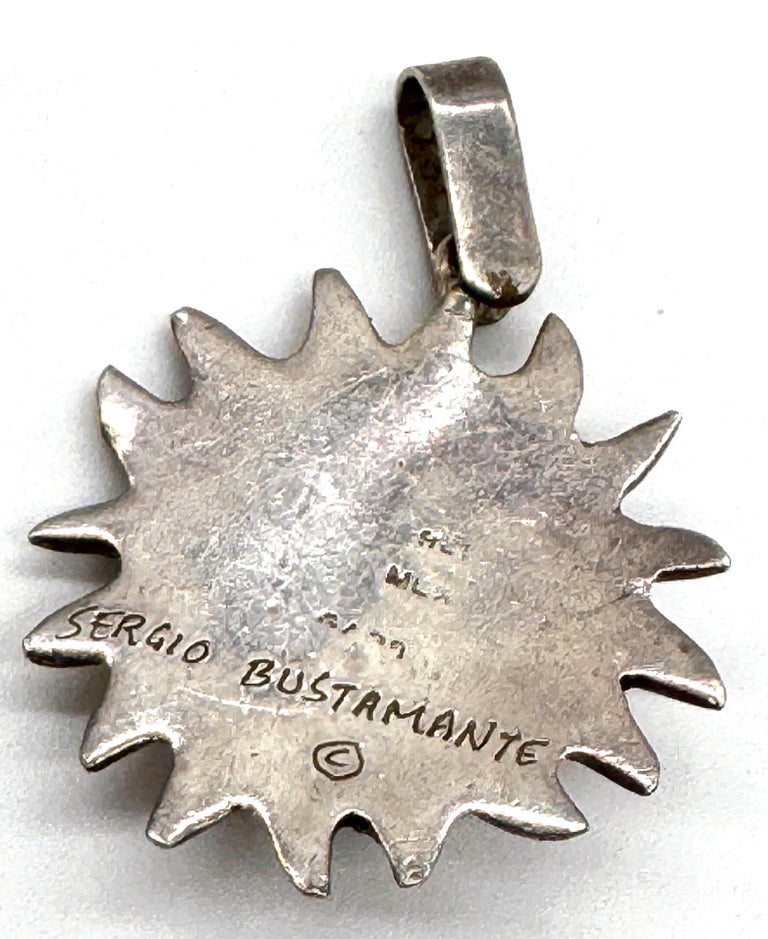 Sergio Bustamante Sterling Silver and Gilt Sun Face Pendant