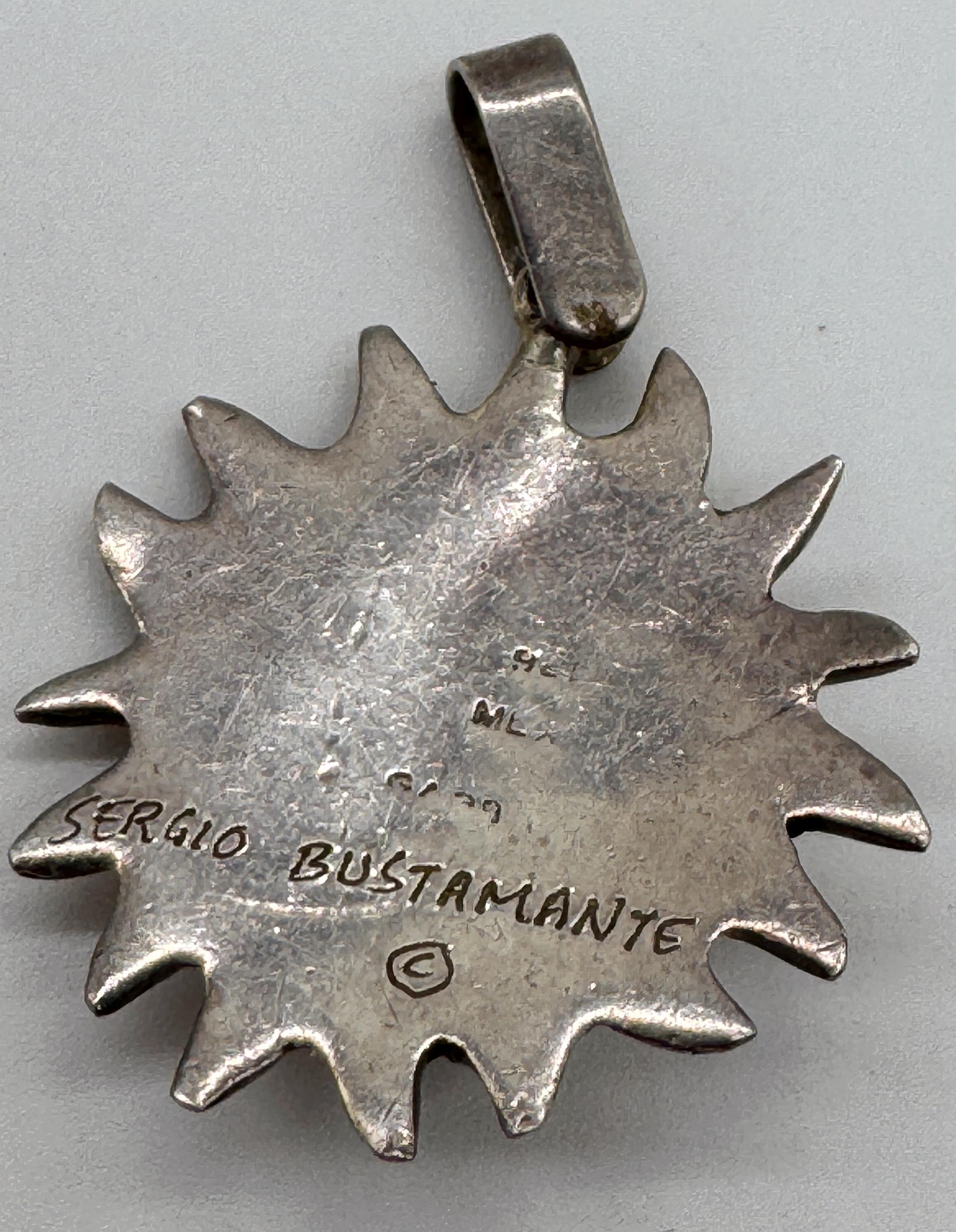 Sergio Bustamante Sterling Silver & Gilt Sun Face Pendant  Limited Edition 6/99 For Sale 3