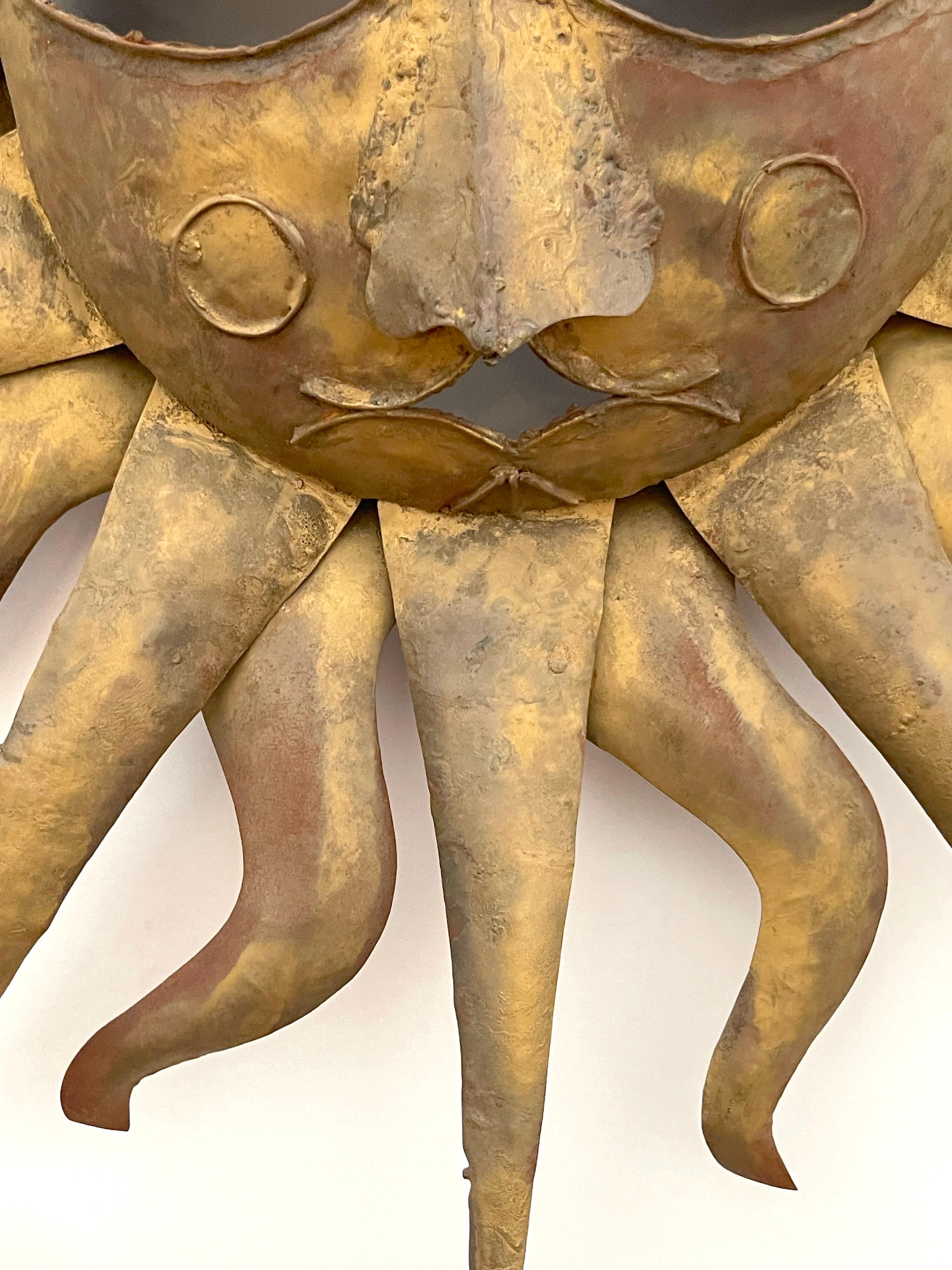 Sergio Bustamante Style Gilt & Polychromed Sun Wall Sculpture 3