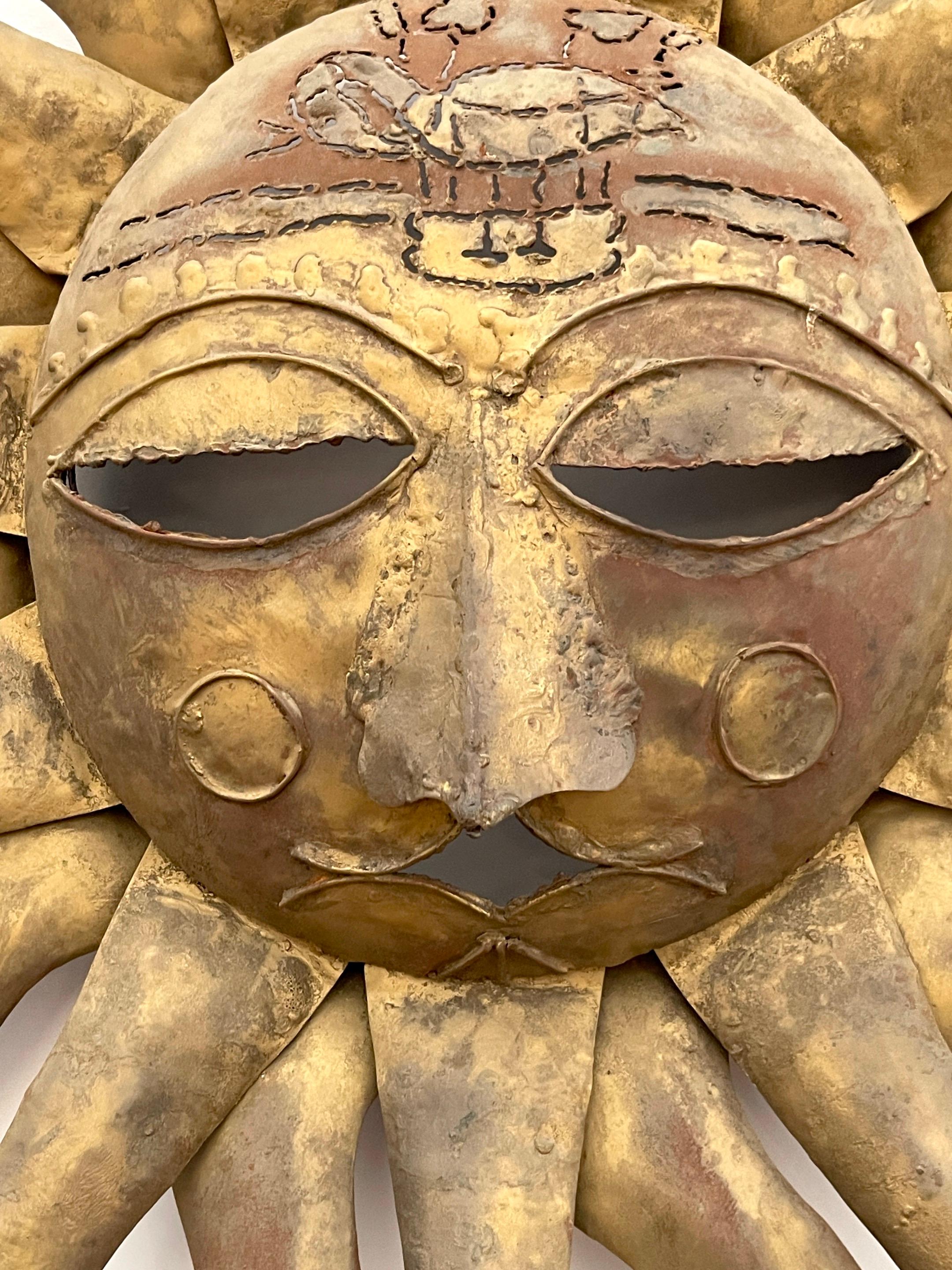 Sergio Bustamante Style Gilt & Polychromed Sun Wall Sculpture 4
