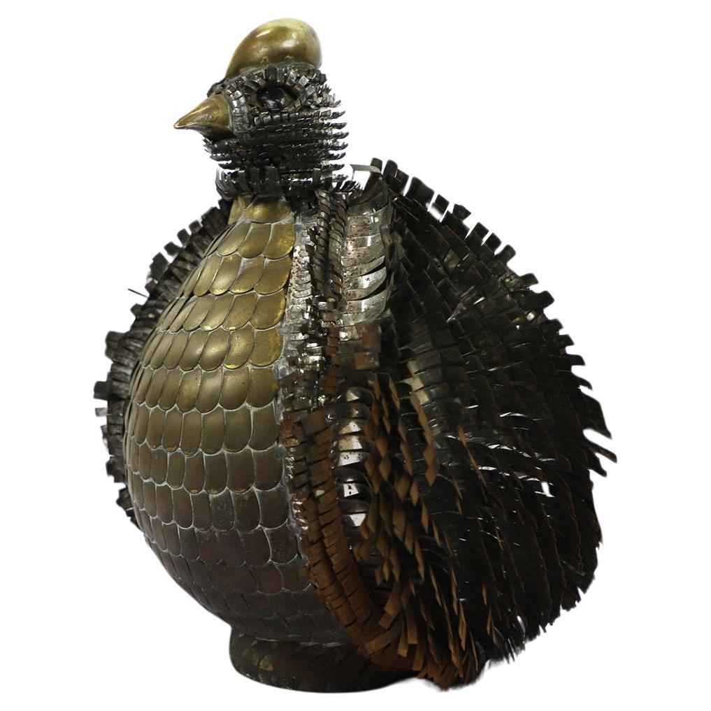 Sergio Bustamante Style Peacock Sculpture For Sale