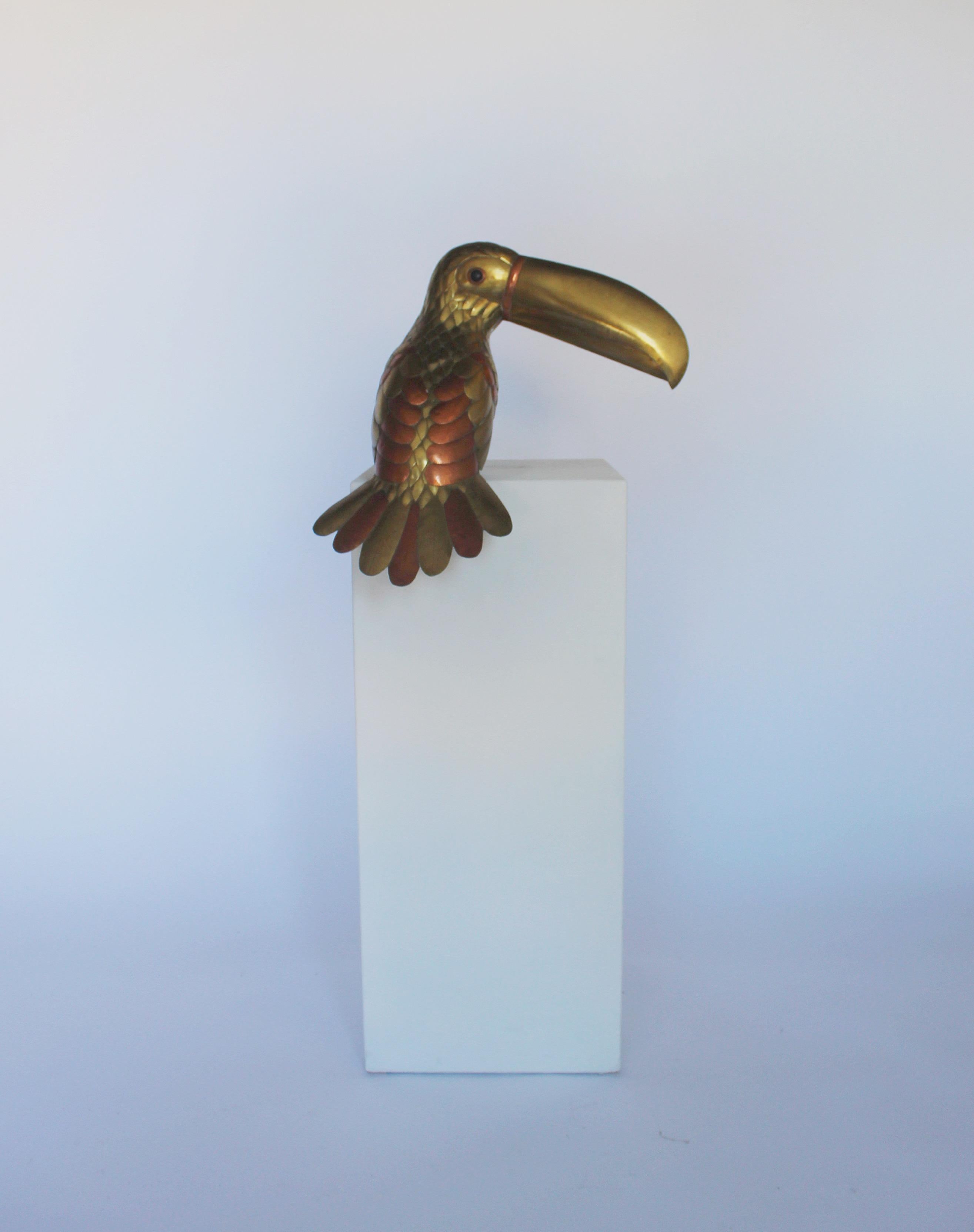 Mid-Century Modern Sergio Bustamante Toucan Parrot, Brass Copper Sculpture