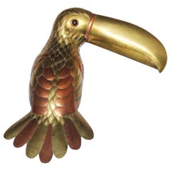 Vintage Sergio Bustamante Toucan Parrot, Brass Copper Sculpture