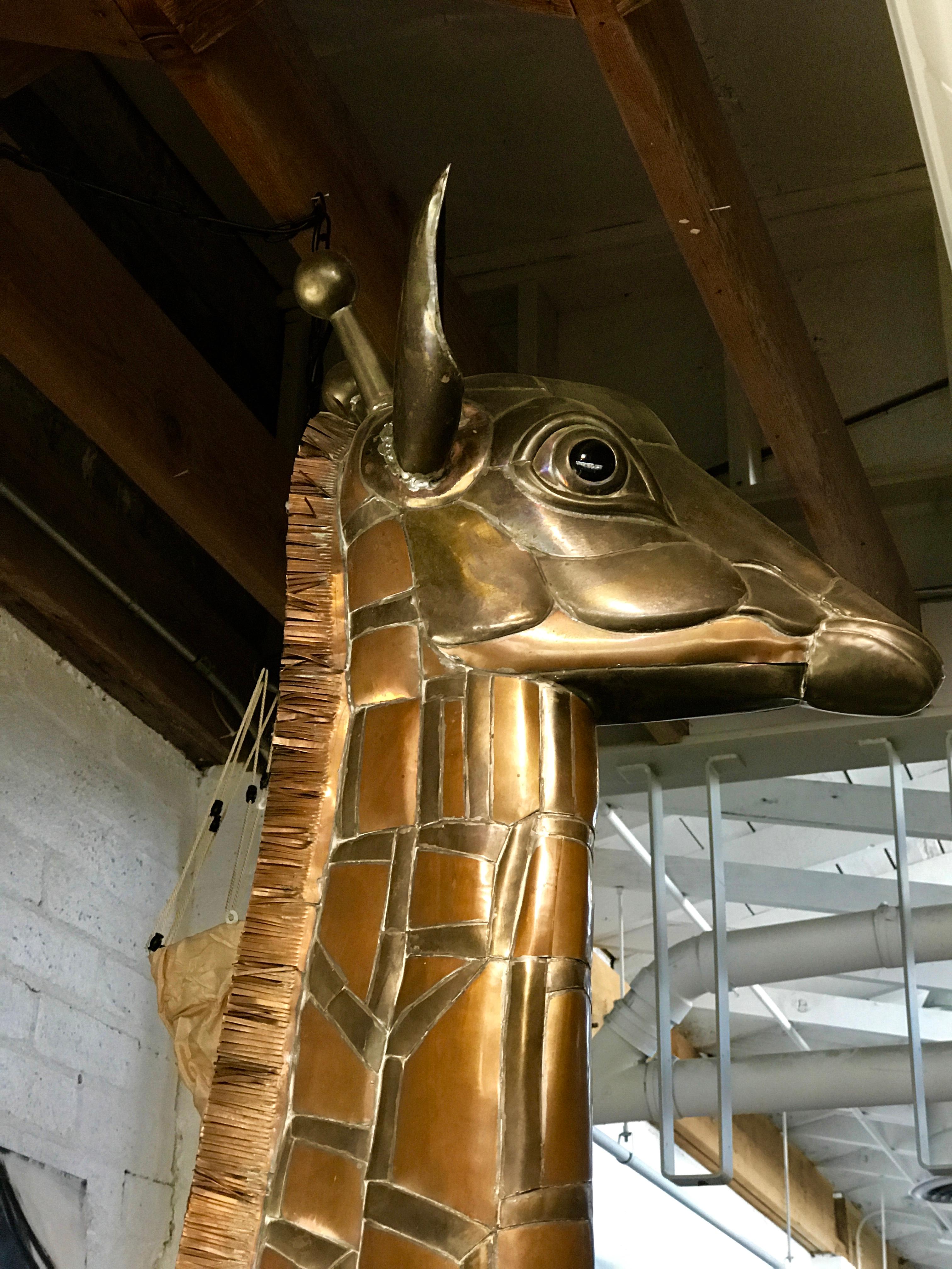 Sergio Bustamante Wall-Mounted Giraffe with Glass Eyes Pond estate Palm Springs 4