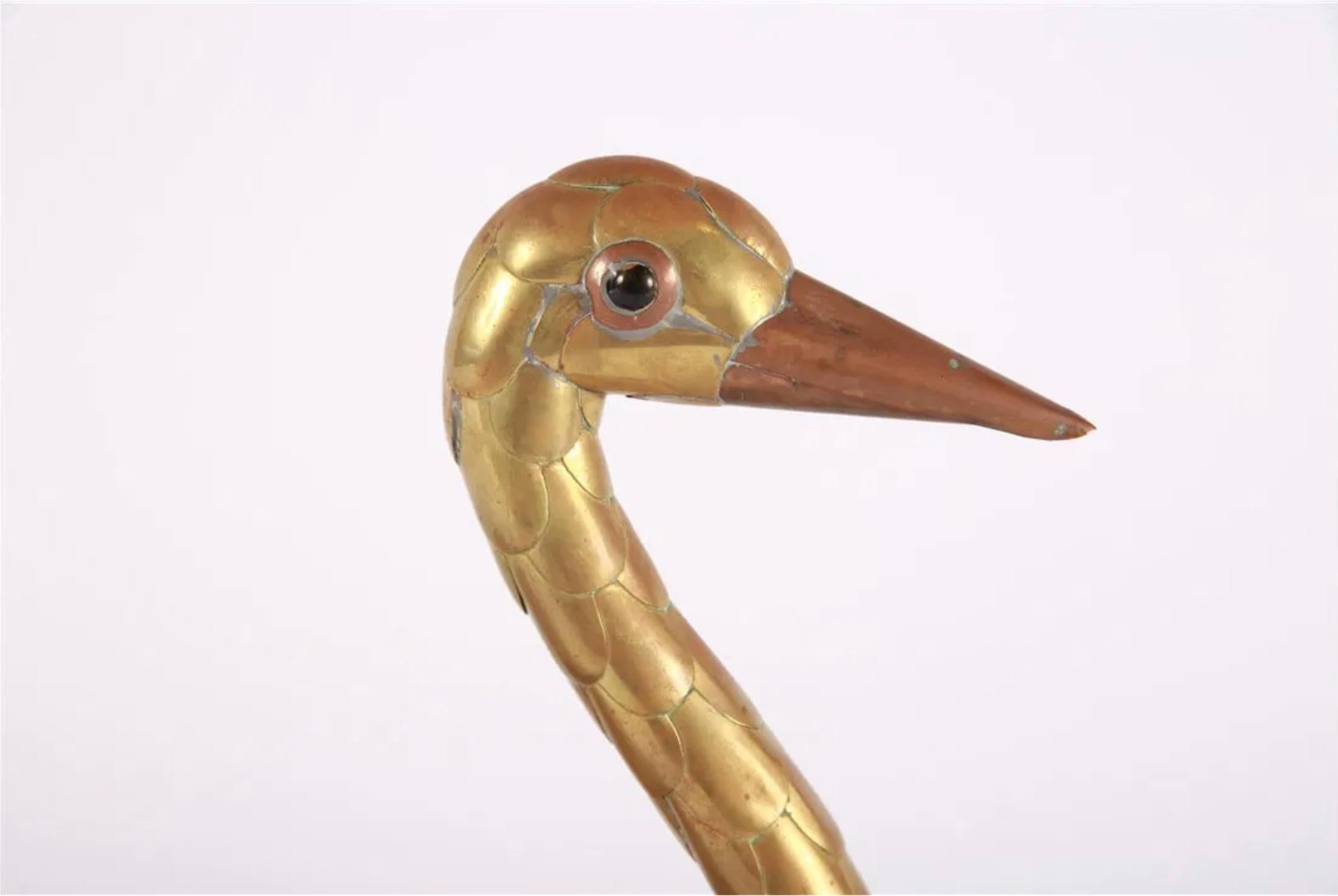Mexican Sergio Bustamante, Welded Brass and Copper Swan Sculpture For Sale