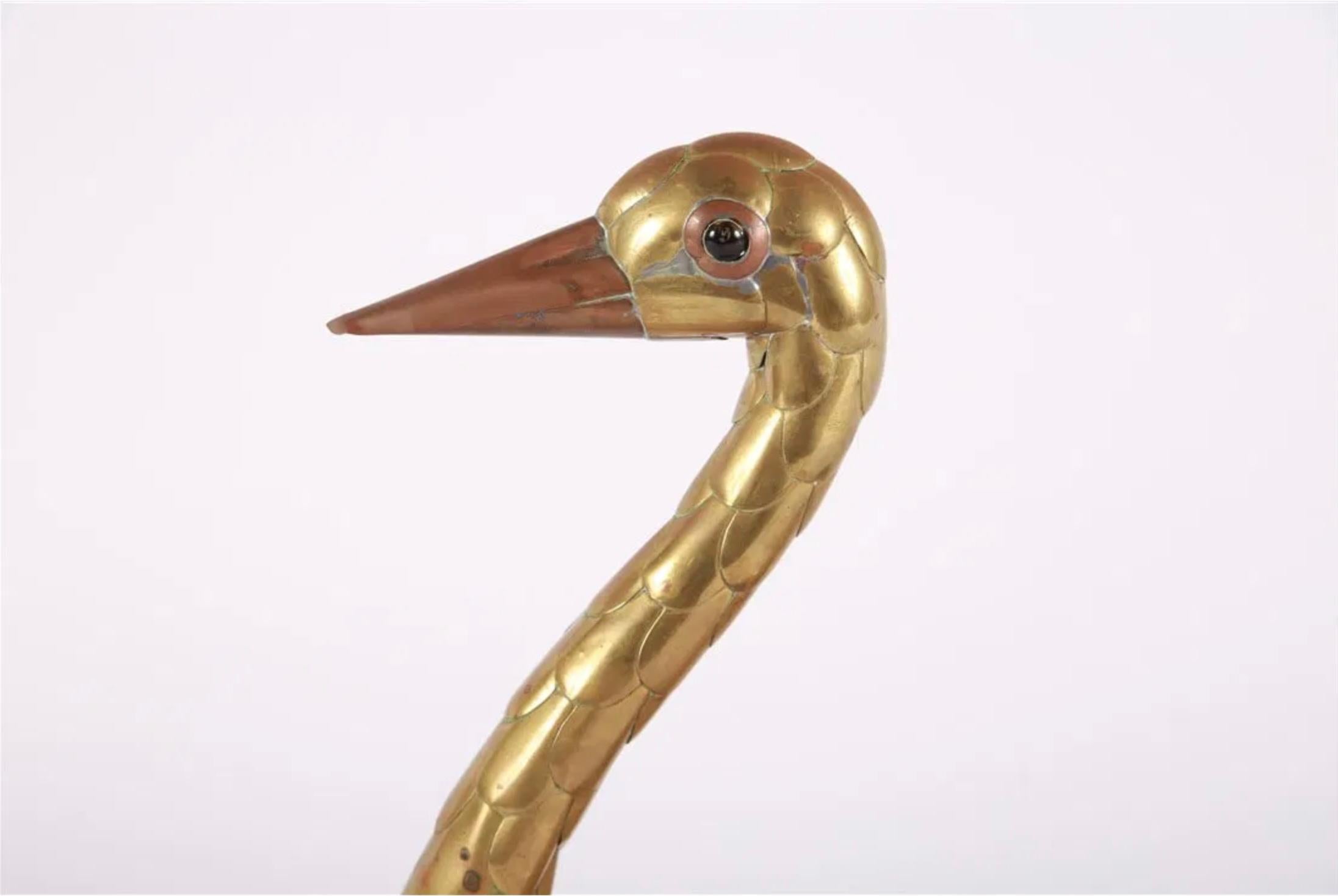 20th Century Sergio Bustamante, Welded Brass and Copper Swan Sculpture For Sale