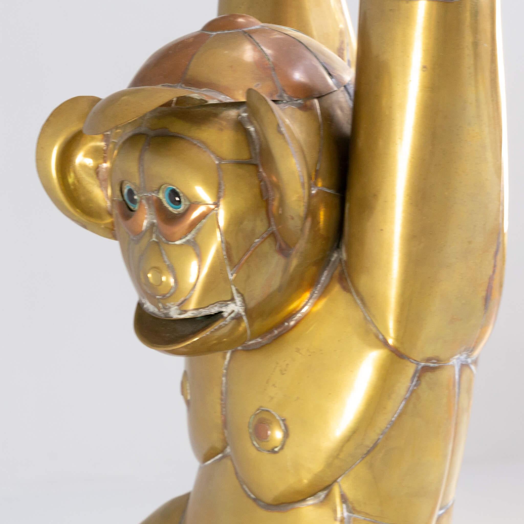 Copper Sergio Bustamente ‘Hanging Monkey’ Sculpture