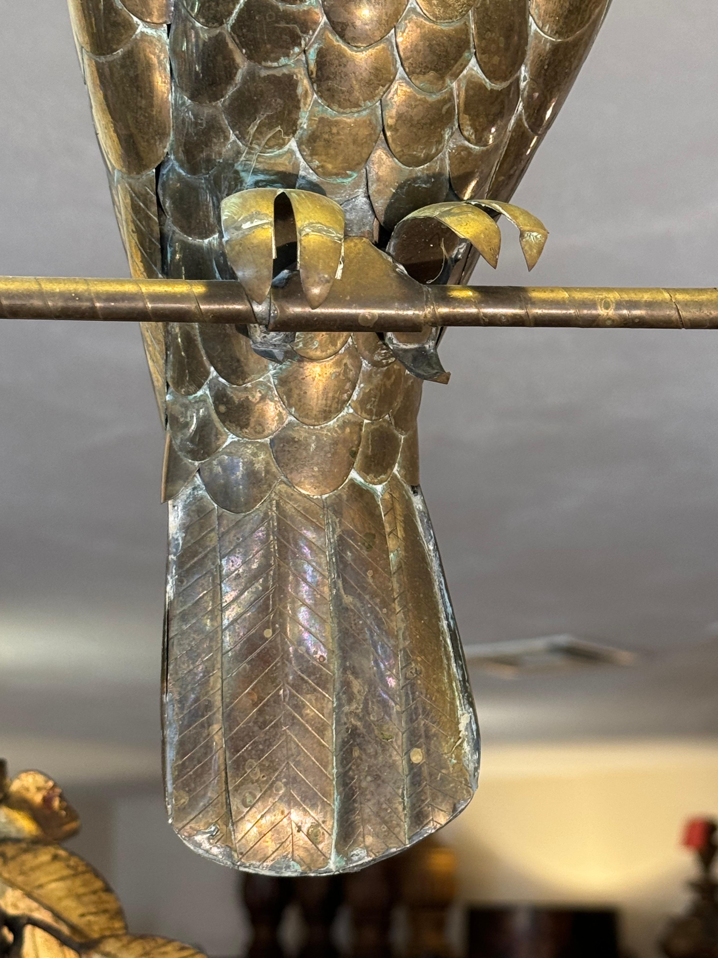 Brass Sergio Bustamente Mixed Metal Cockatoo Hanging Sculpture For Sale