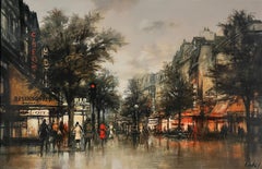 Boulevard Saint-Michel, Paris par Sergio Cecchi - Huile sur toile 85x130 cm