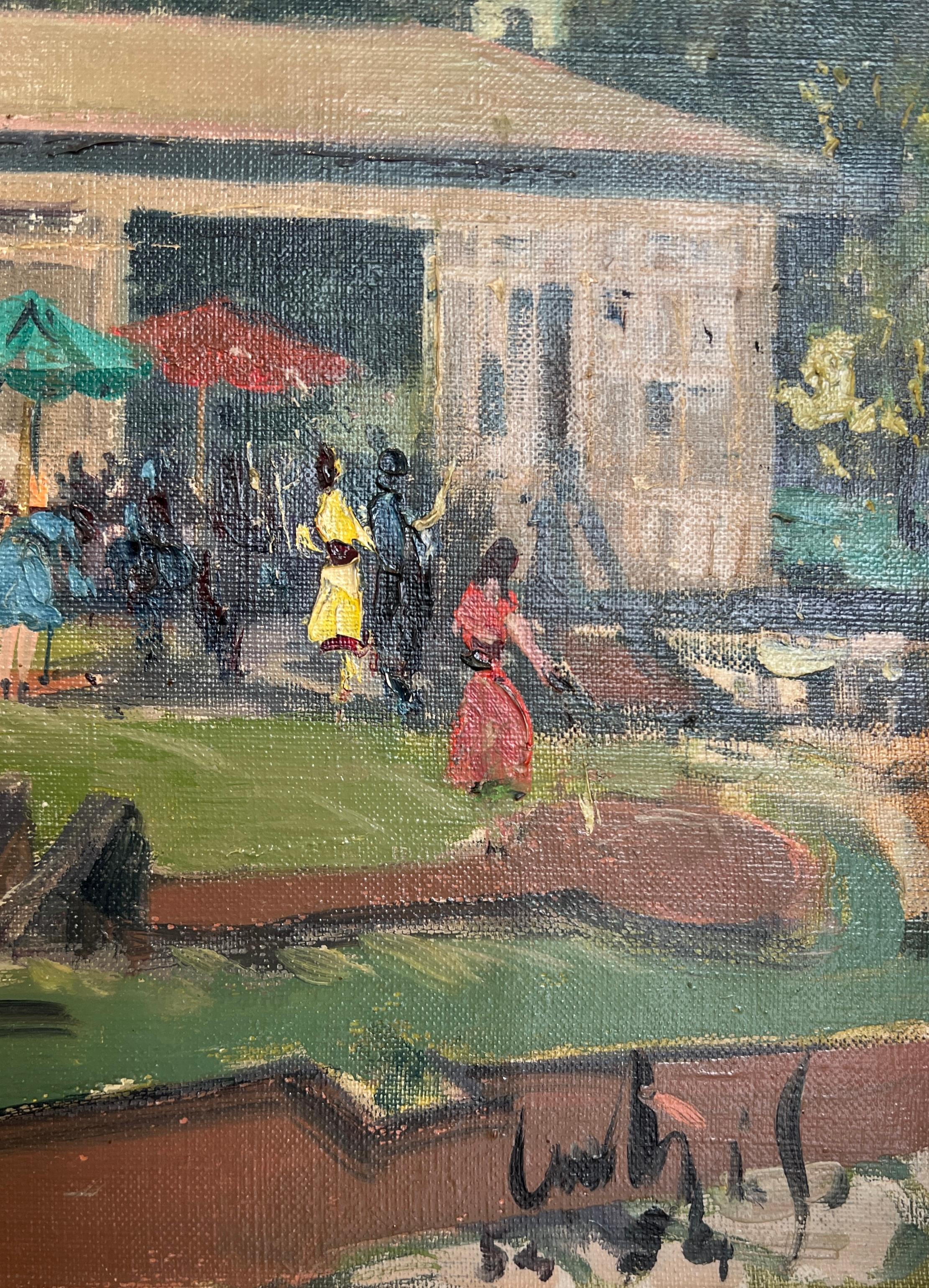 Château Banquet, mini golf a Ginevra - Painting Scuola italiana di Sergio Cecchi