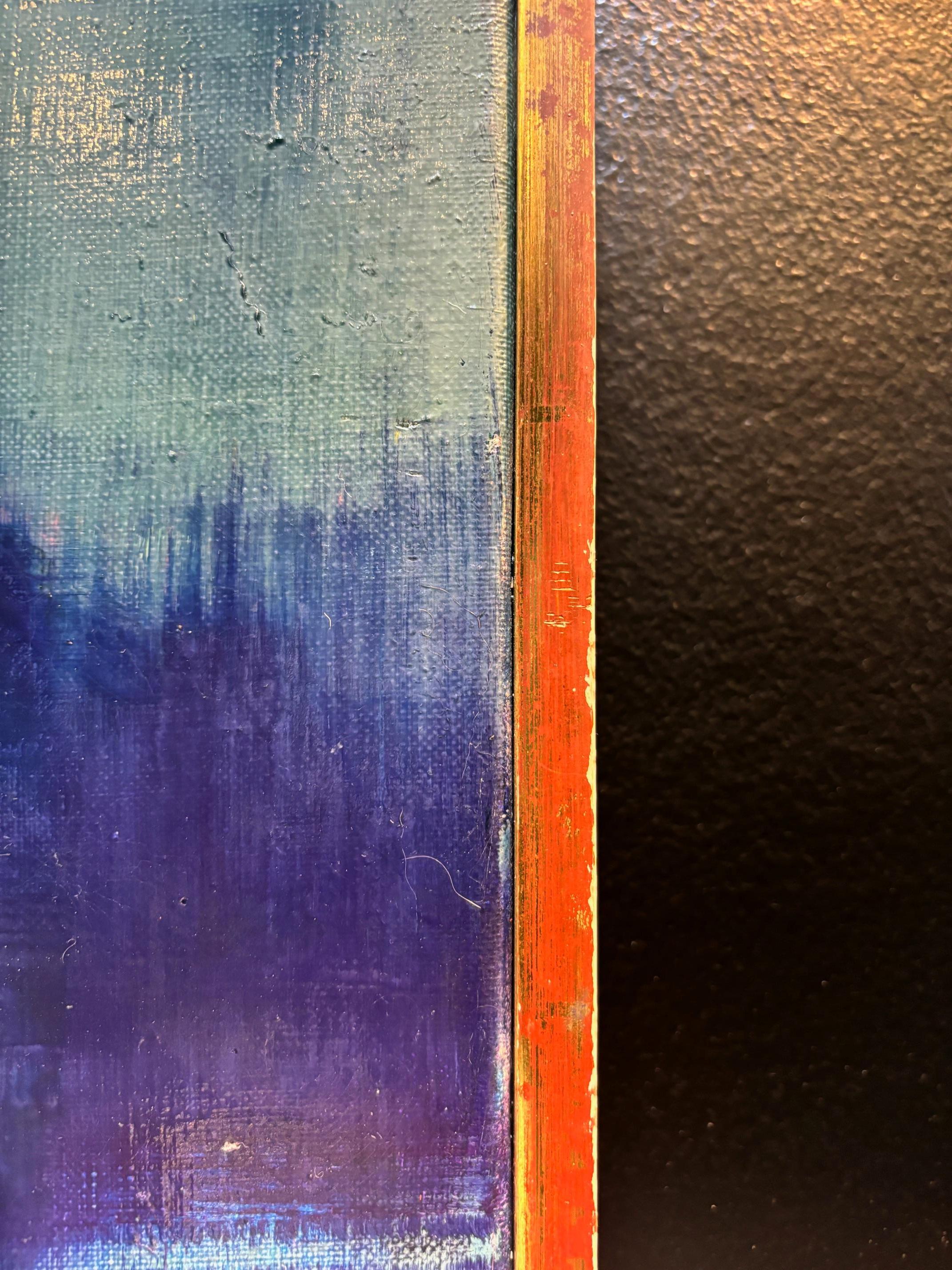 Escena azul marino de Sergio Cecchi - Óleo sobre lienzo 38x61 cm en venta 4