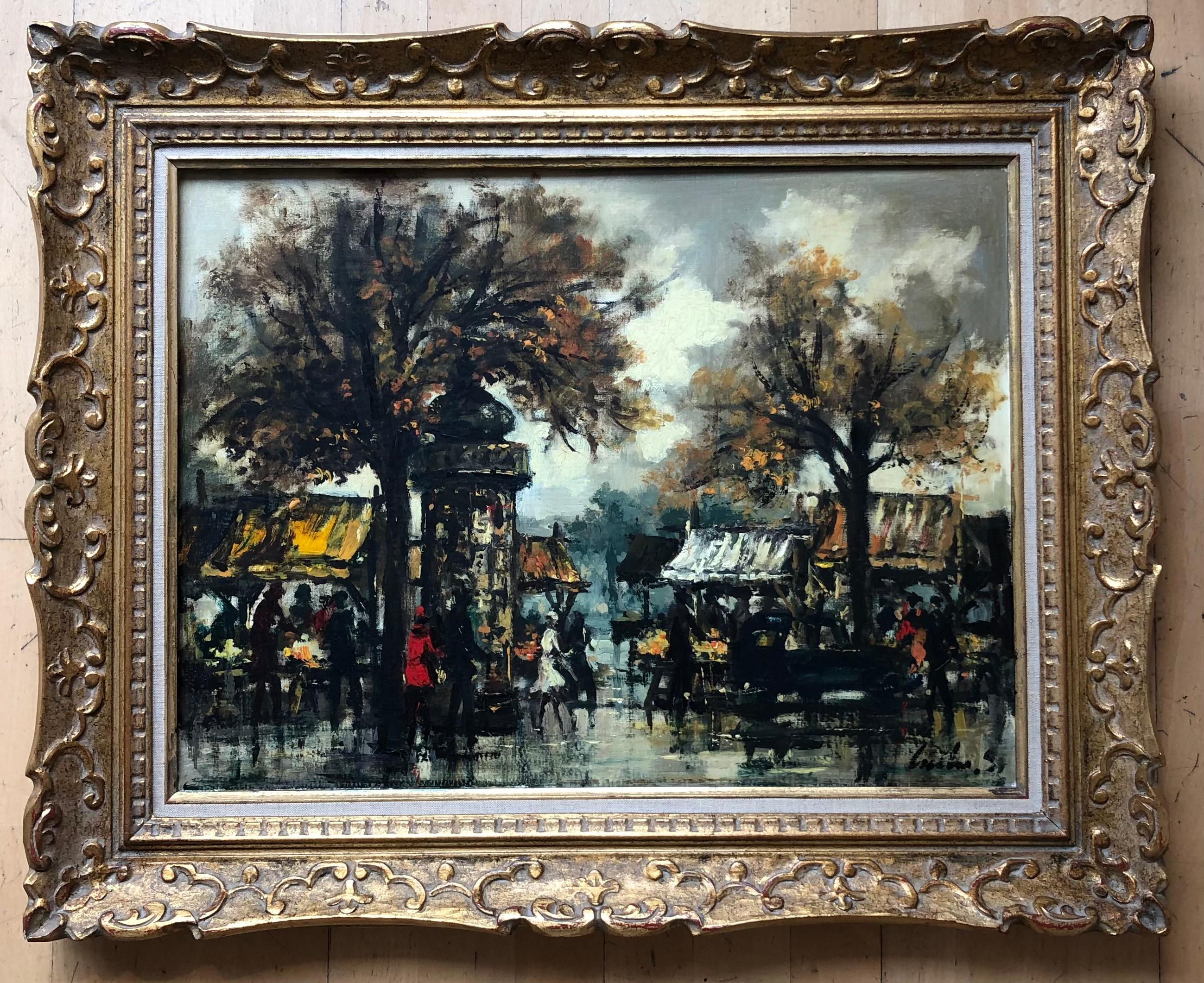 Plainpalais-Markt, Genf – Painting von Sergio Cecchi