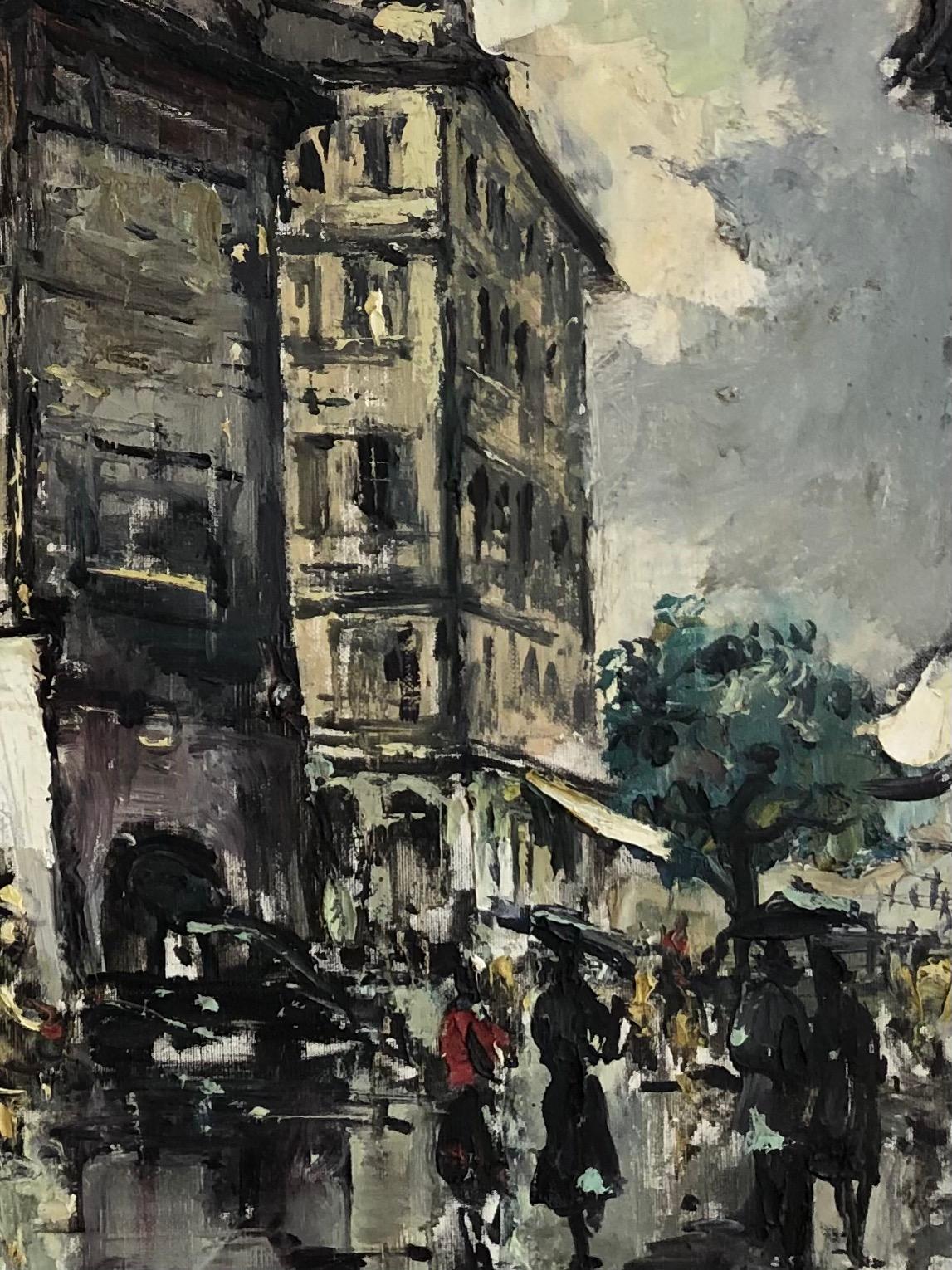 The lively Place of Molard, Geneva - Modern Painting by Sergio Cecchi