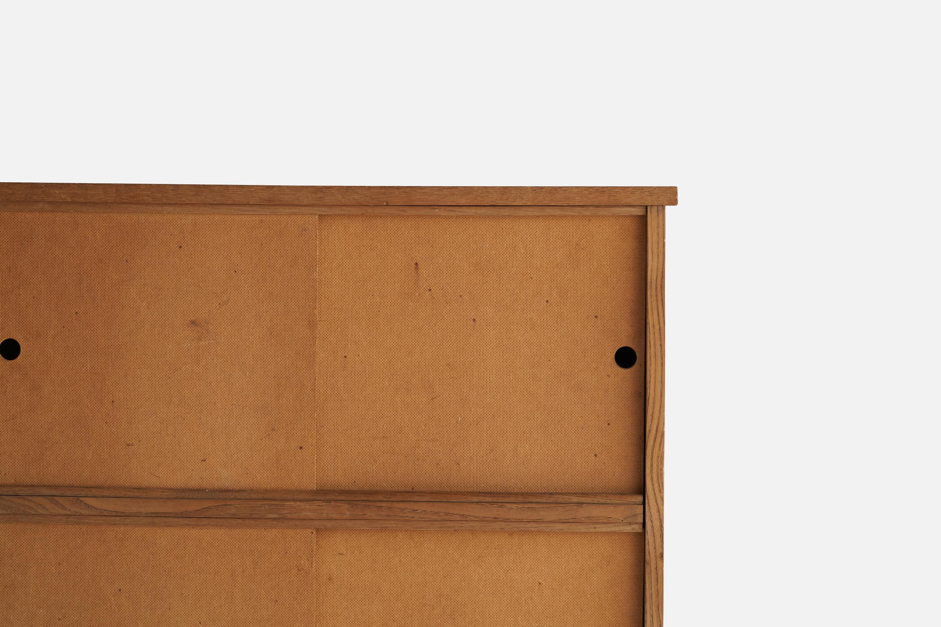 Sergio Conti Attribution, Cabinet, Oak, Particle Board, Italy, 1960s In Good Condition For Sale In High Point, NC