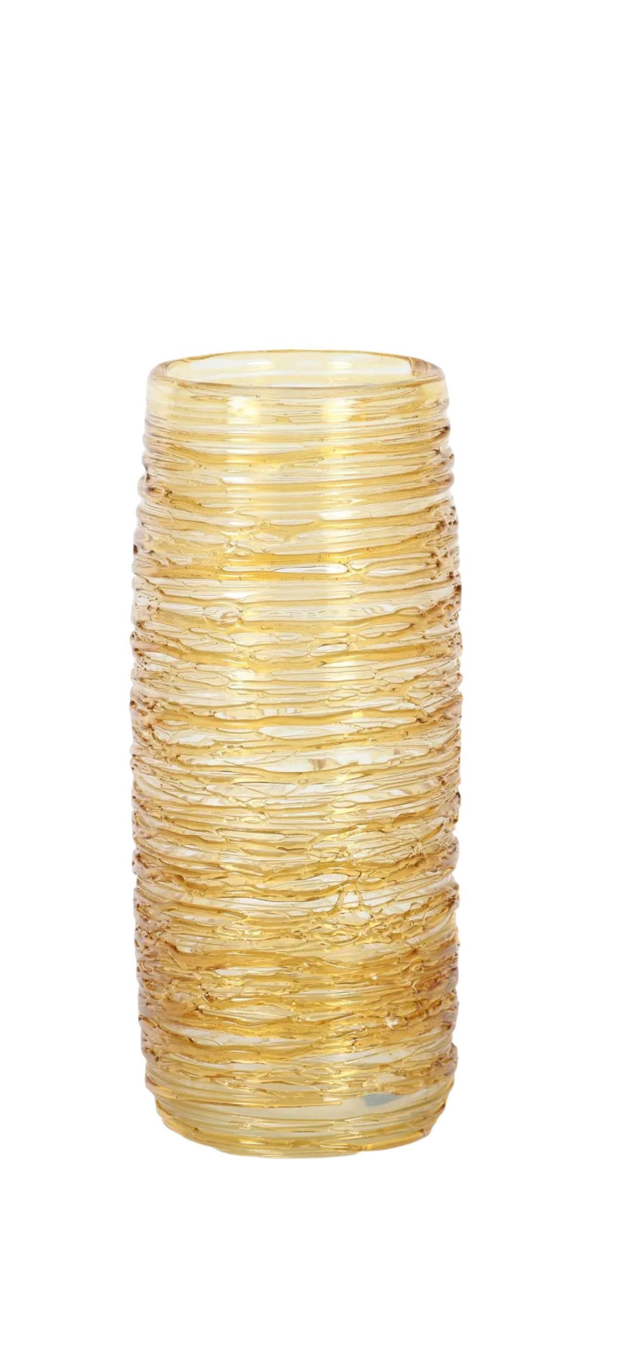 Large Murano Glass Abstract Blown Glass Sculpture Gold, Clear Constantini Vase For Sale 6